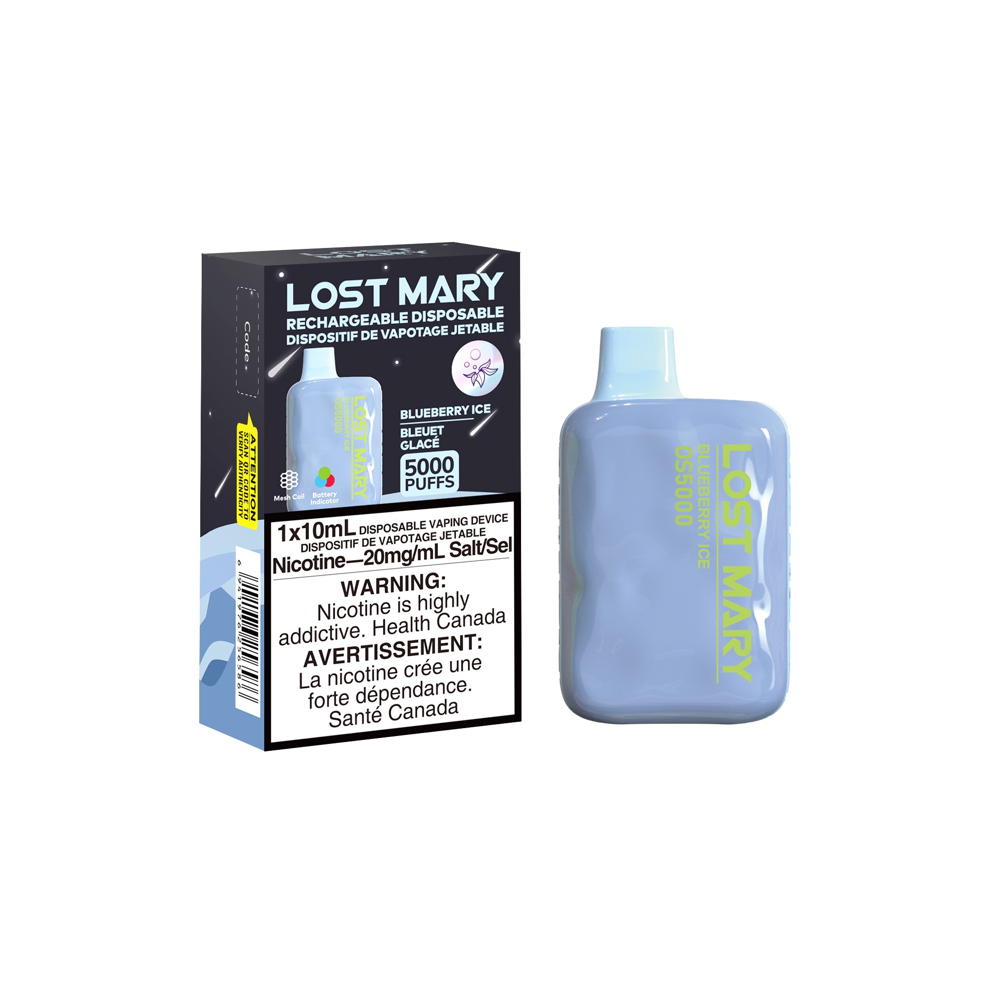 Blueberry Ice Lost Mary OS5000 Disposable Keswick Alliston Newmarket Woodbridge Vaughan GTA Toronto Ontario Canada
