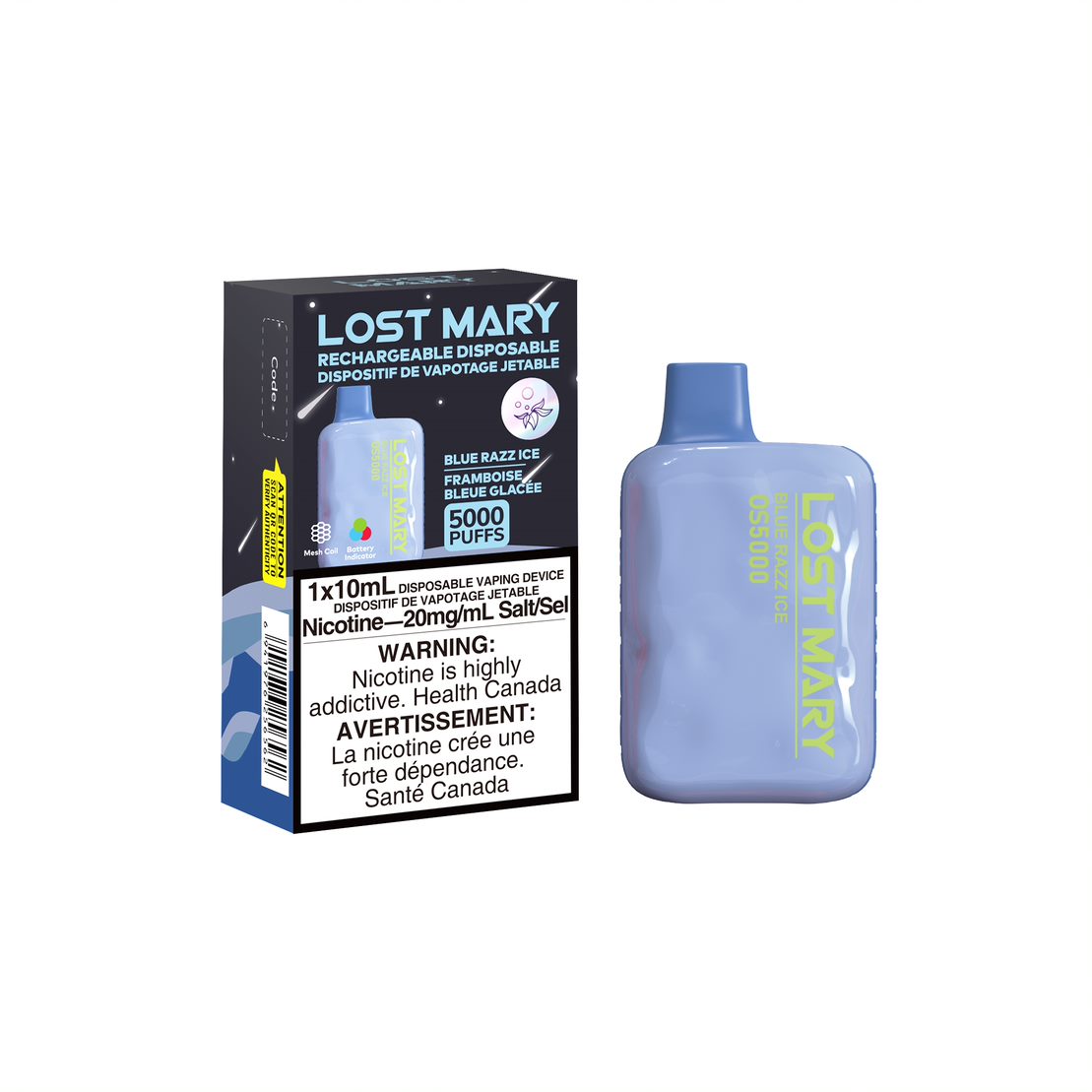 Blue Razz Ice Lost Mary OS5000 Disposable Keswick Alliston Newmarket Woodbridge Vaughan GTA Toronto Ontario Canada