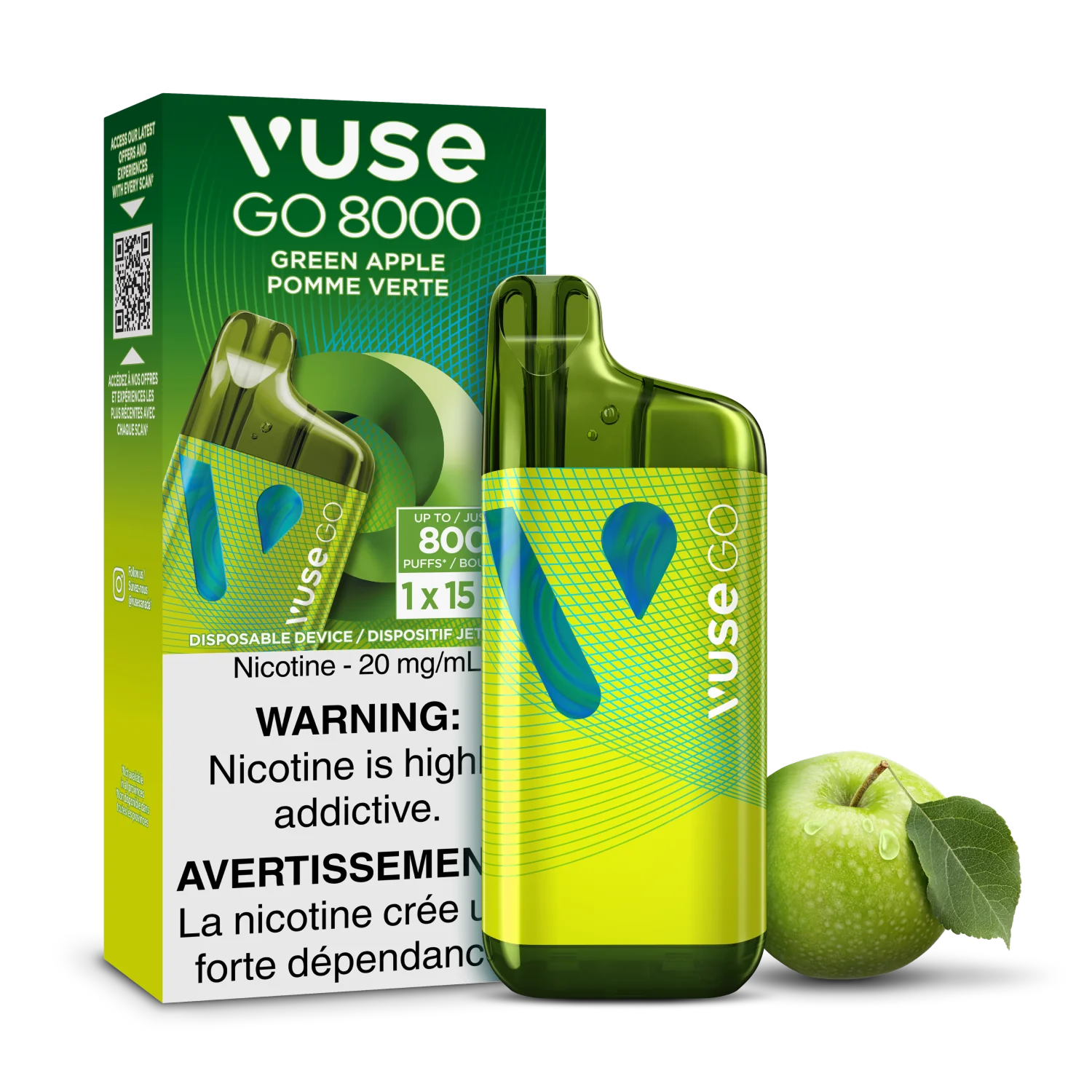 Green Apple VUSE GO 8000 Disposable Keswick Alliston Newmarket Woodbridge Vaughan Toronto GTA Ontario Canada