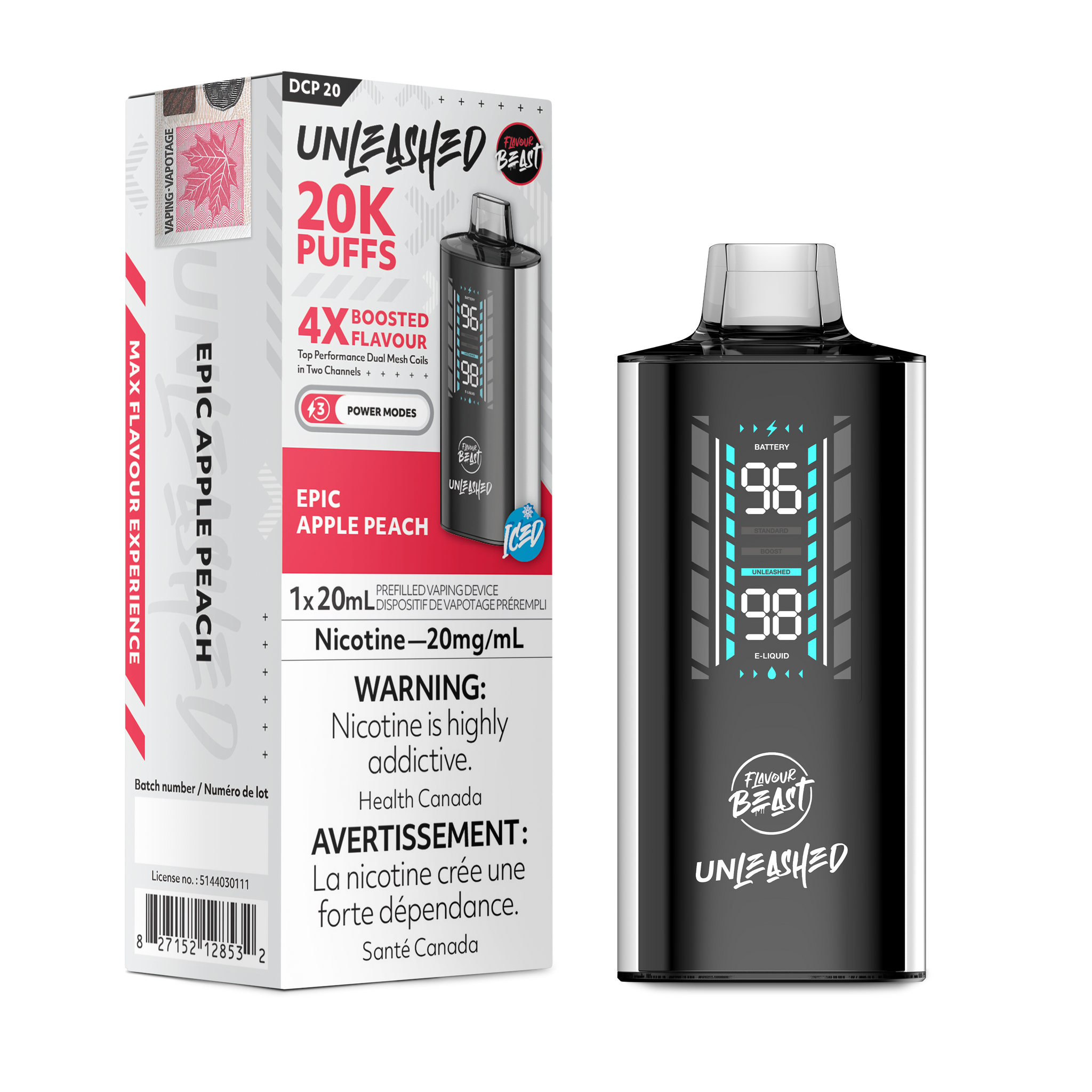 Epic Apple Peach Flavour Beast Unleashed DCP20 Disposable Keswick Alliston Newmarket Woodbridge Vaughan Toronto GTA Ontario Canada