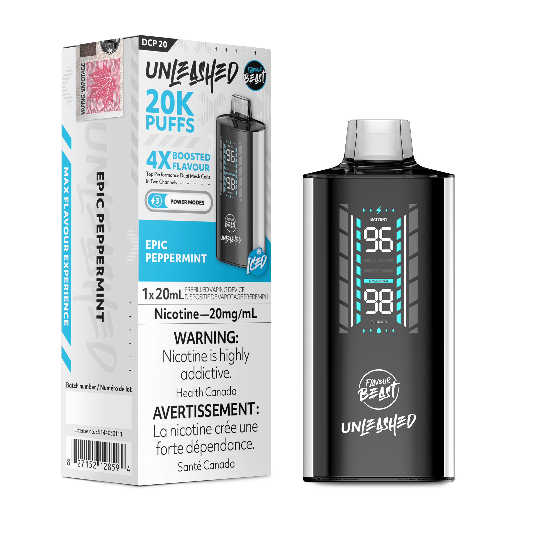Epic Peppermint Flavour Beast Unleashed DCP20 Disposable Keswick Alliston Newmarket Woodbridge Vaughan Toronto GTA Ontario Canada