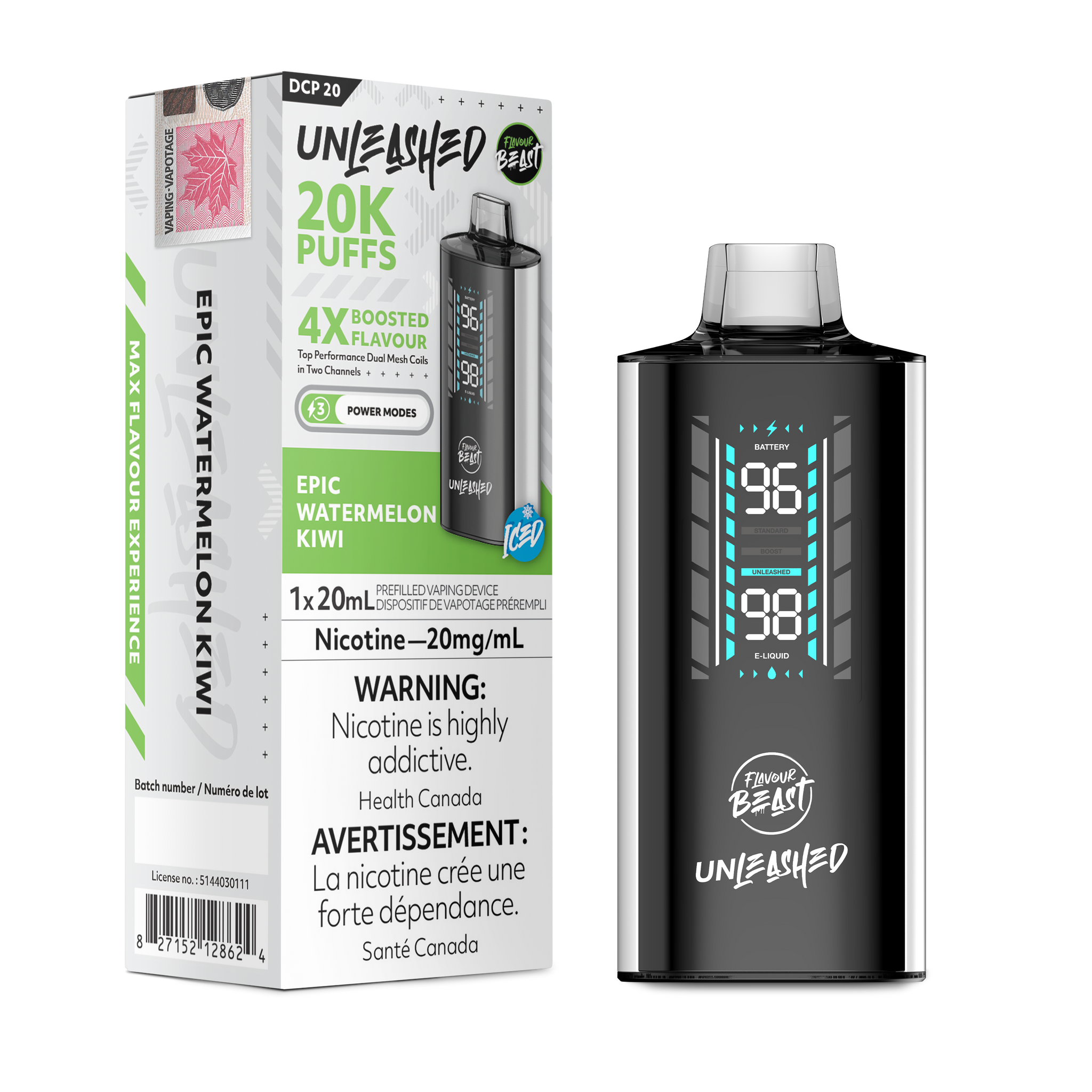 Epic Watermelon Kiwi Flavour Beast Unleashed DCP20 Disposable Keswick Alliston Newmarket Woodbridge Vaughan Toronto GTA Ontario Canada