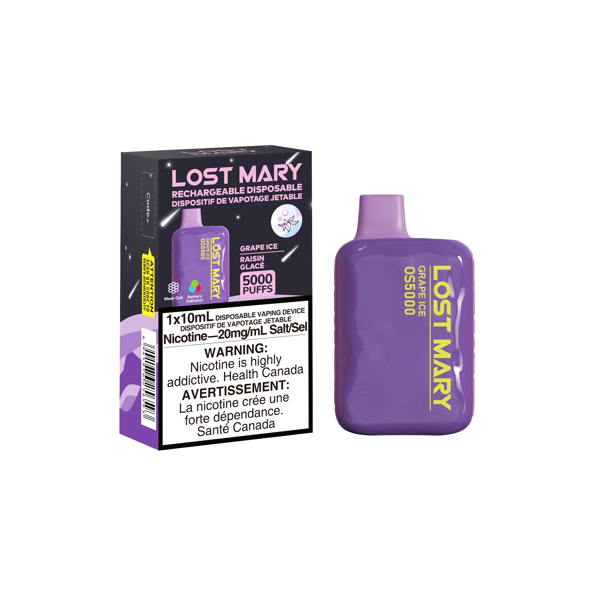 Grape Ice Lost Mary OS5000 Disposable Keswick Alliston Newmarket Woodbridge Vaughan GTA Toronto Ontario Canada