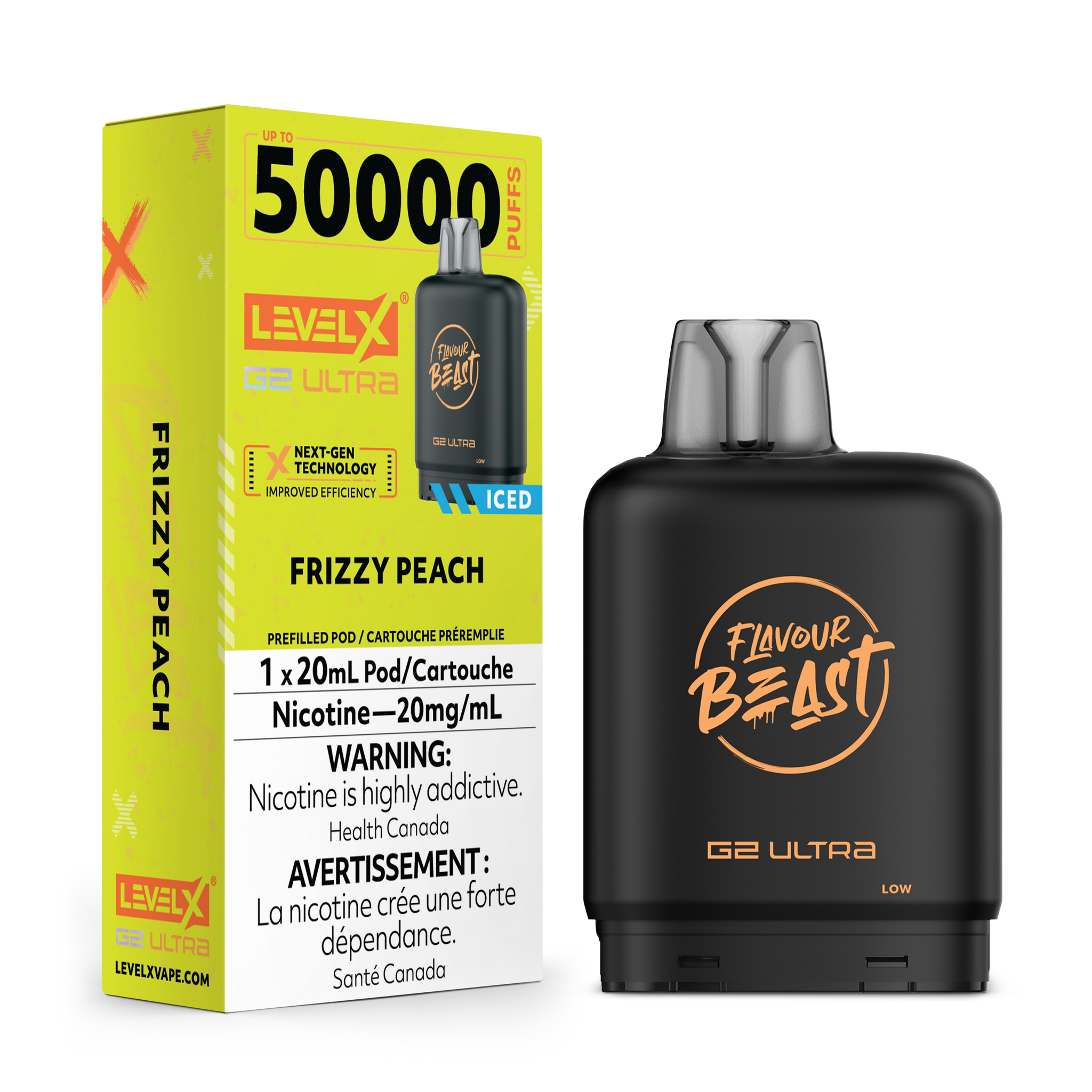 Frizzy Peach LEVEL X G2 Ultra 50K Pod Keswick Alliston Newmarket Woodbridge Vaughan Toronto GTA Ontario Canada