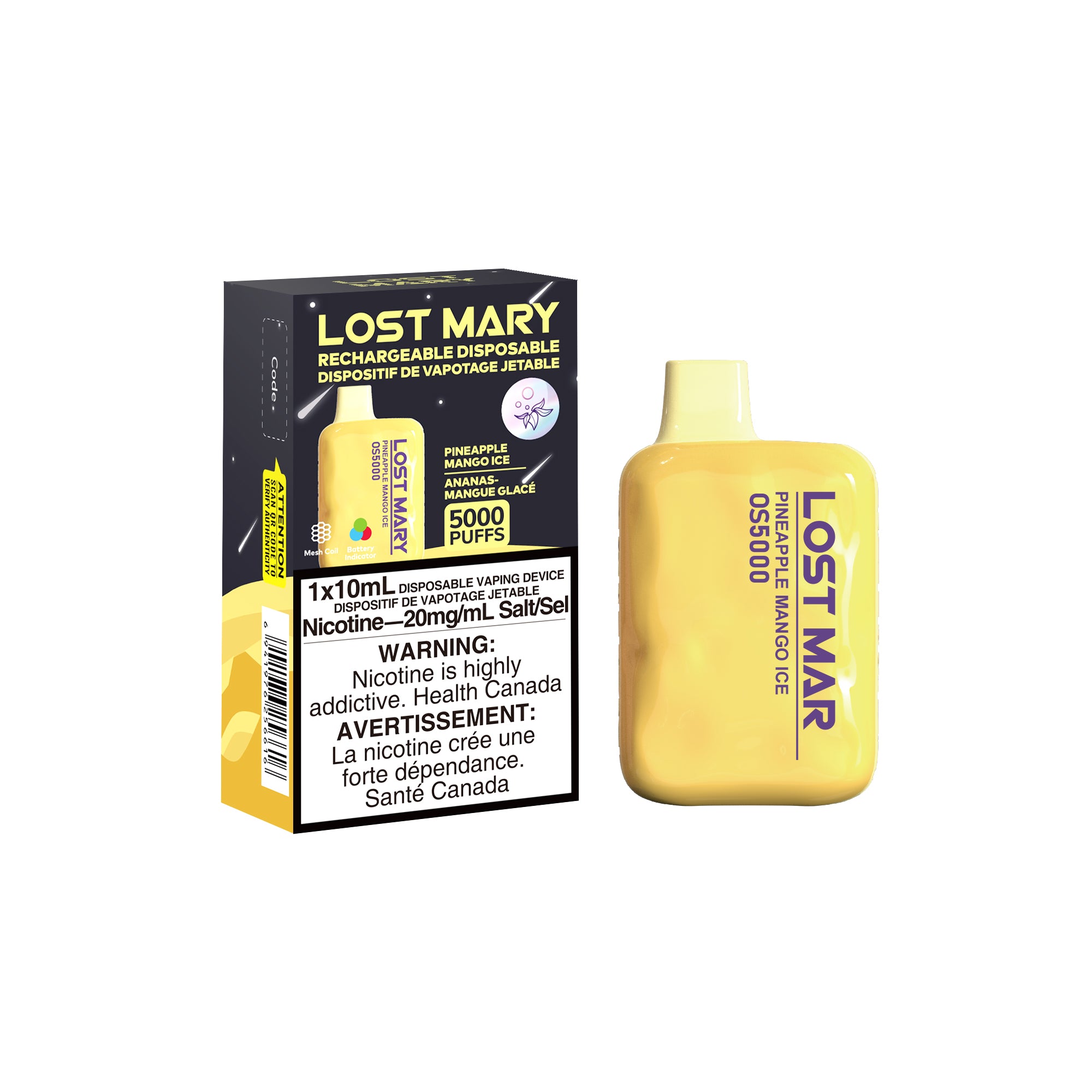 Pineapple Mango Ice Lost Mary OS5000 Disposable Keswick Alliston Newmarket Woodbridge Vaughan GTA Toronto Ontario Canada