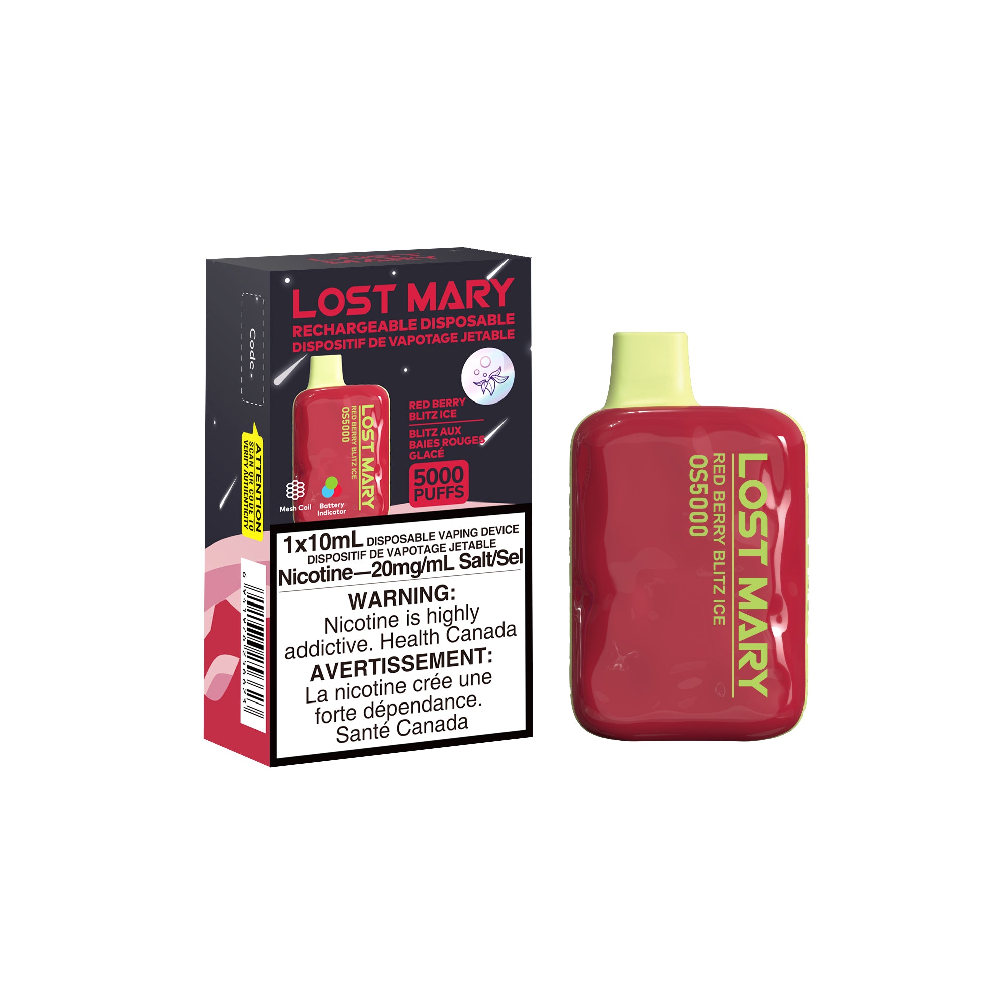 Red Berry Blitz Ice Lost Mary OS5000 Disposable Keswick Alliston Newmarket Woodbridge Vaughan GTA Toronto Ontario Canada