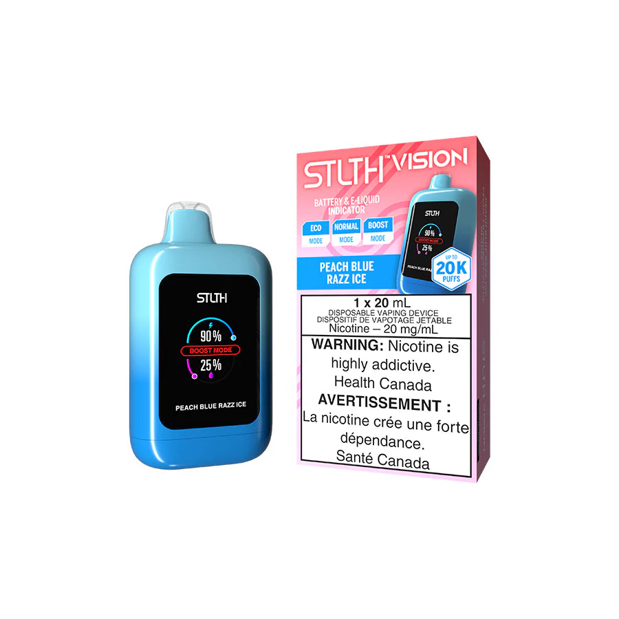 Peach Blue Razz Ice STLTH VISION Disposable Keswick Alliston Newmarket Woodbridge Vaughan Toronto GTA Ontario Canada