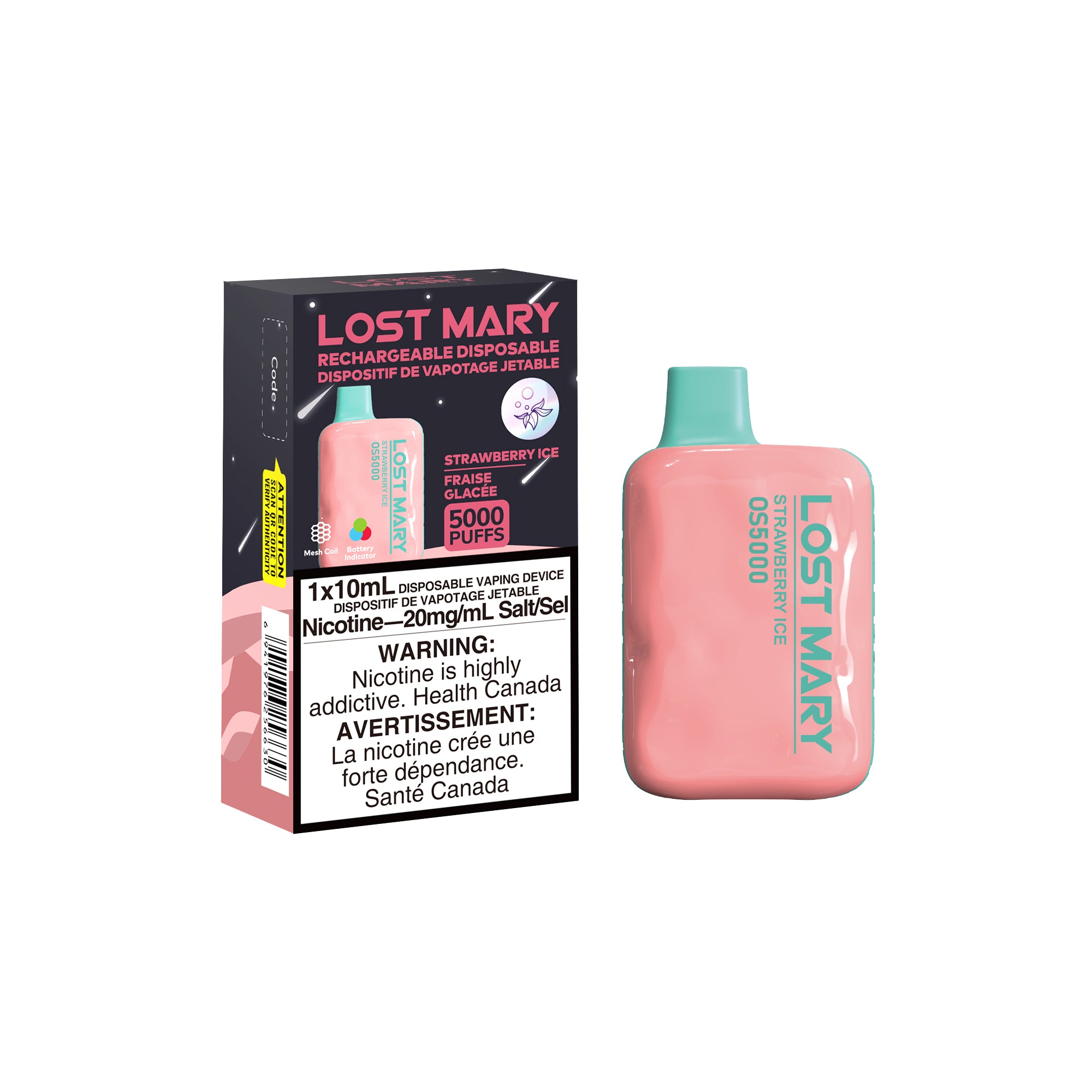 Strawberry Ice Lost Mary OS5000 Disposable Keswick Alliston Newmarket Woodbridge Vaughan GTA Toronto Ontario Canada