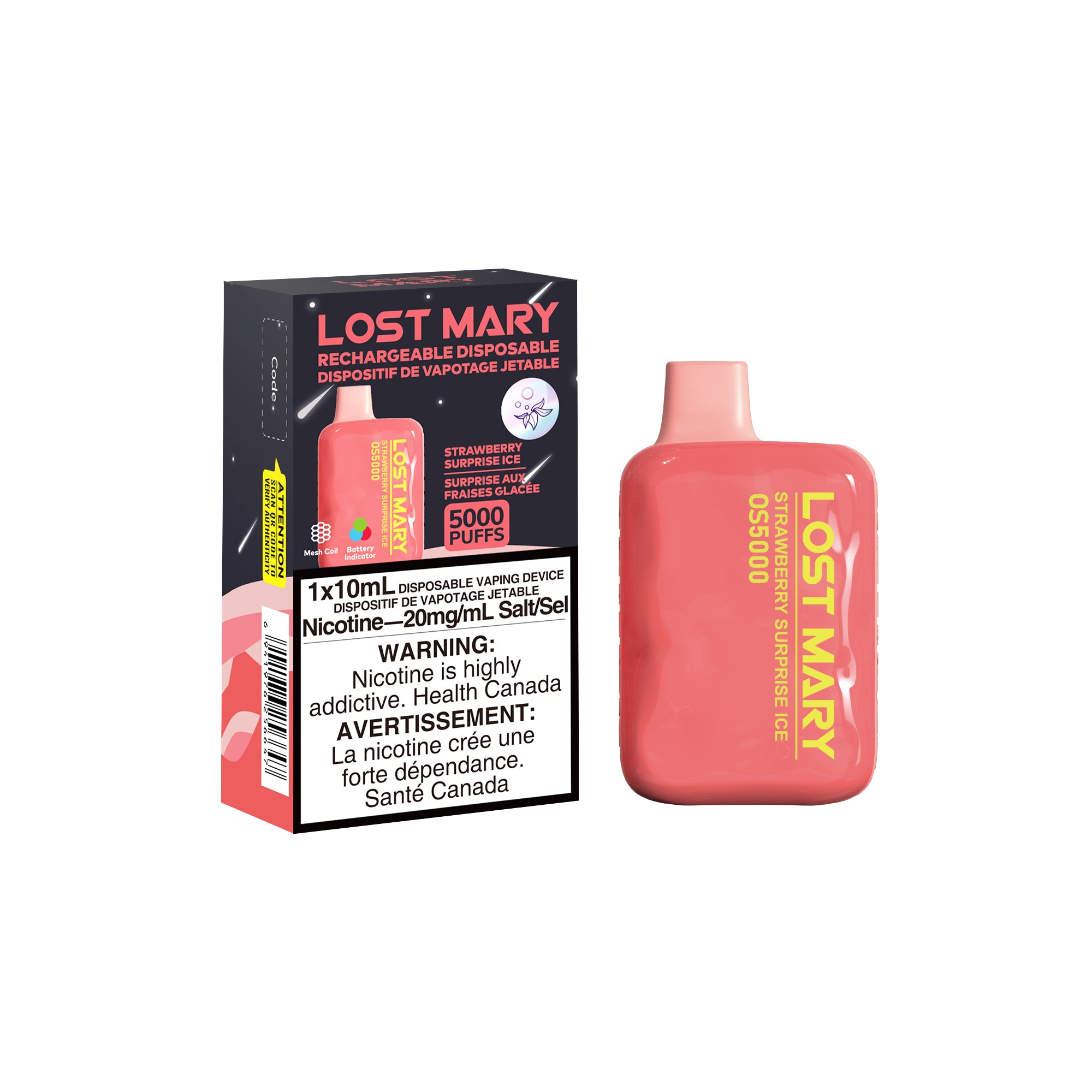 Strawberry Surprise Ice Lost Mary OS5000 Disposable Keswick Alliston Newmarket Woodbridge Vaughan GTA Toronto Ontario Canada