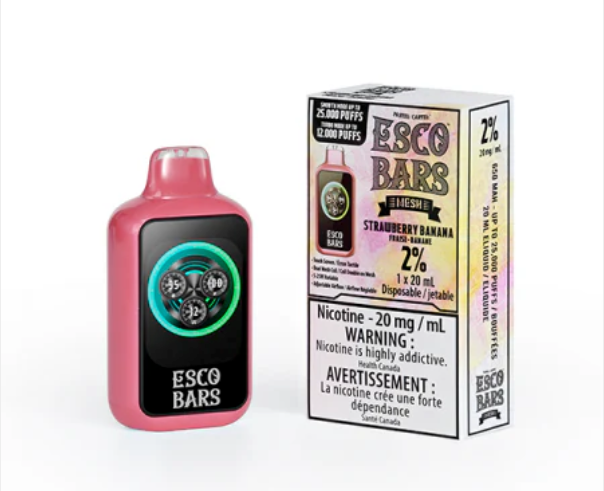 Strawberry Banana ESCO Bars 25K Disposable Keswick Alliston Newmarket Woodbridge Vaughan GTA Toronto Ontario Canada
