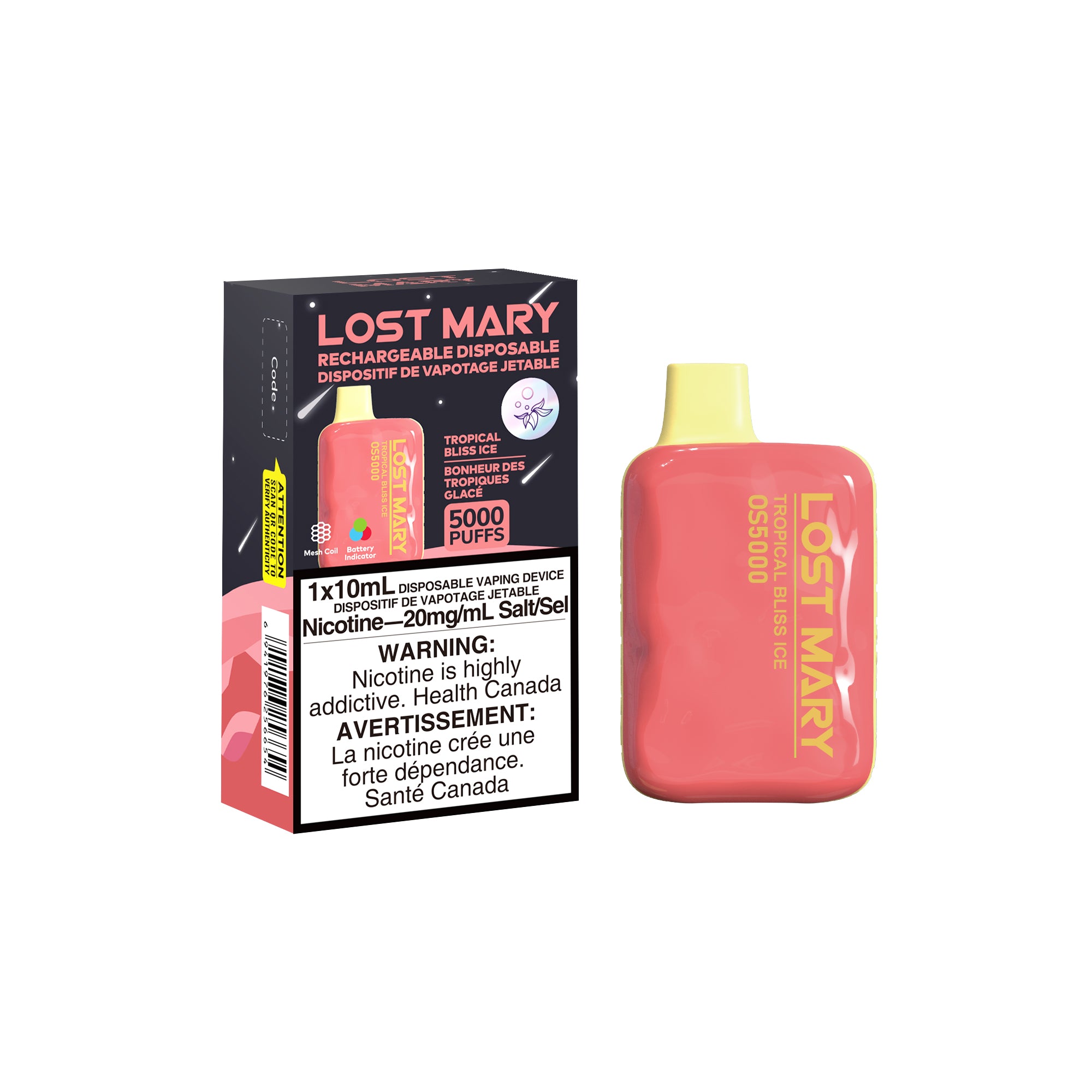 Tropical Bliss Ice Lost Mary OS5000 Disposable Keswick Alliston Newmarket Woodbridge Vaughan GTA Toronto Ontario Canada
