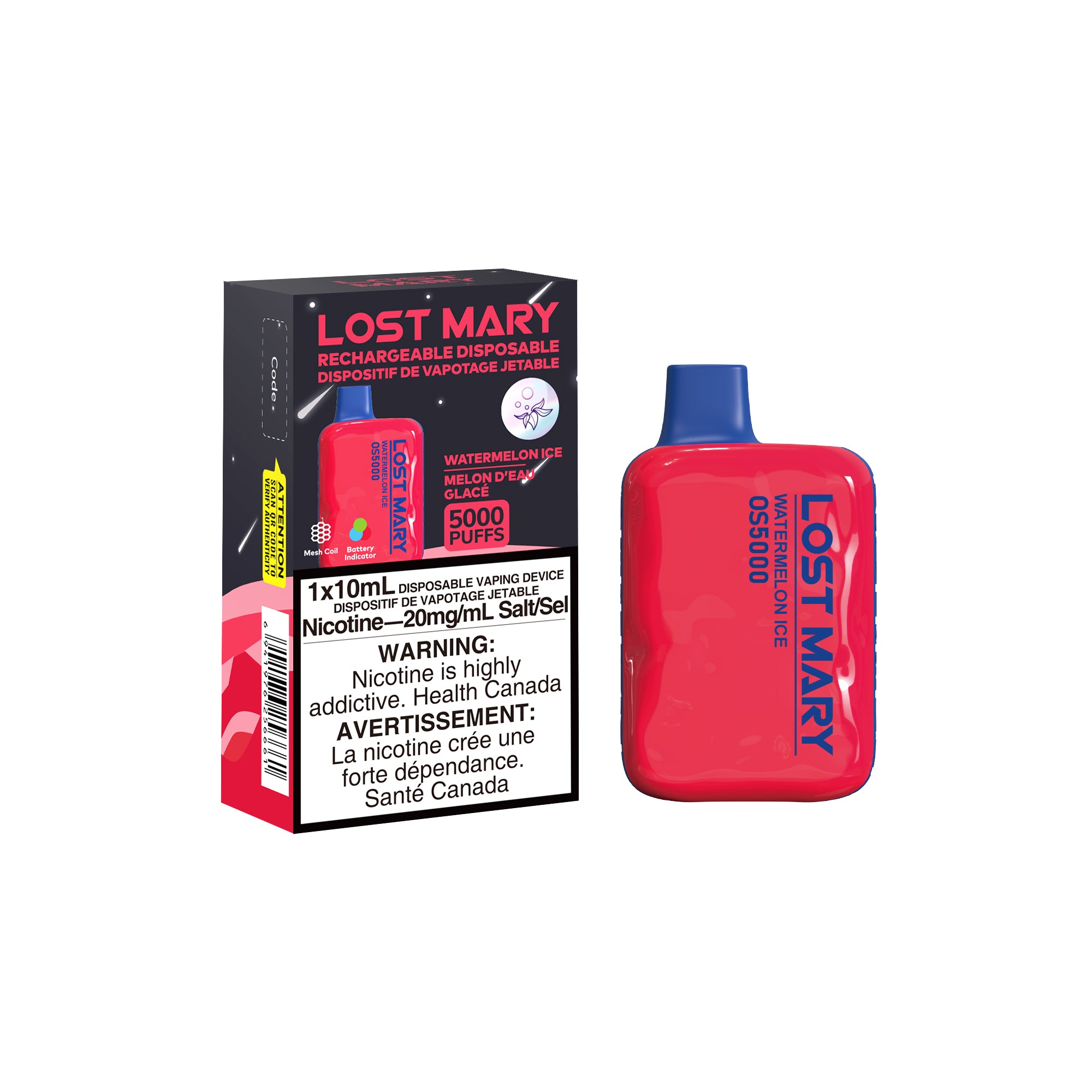 Watermelon Ice Lost Mary OS5000 Disposable Keswick Alliston Newmarket Woodbridge Vaughan GTA Toronto Ontario Canada