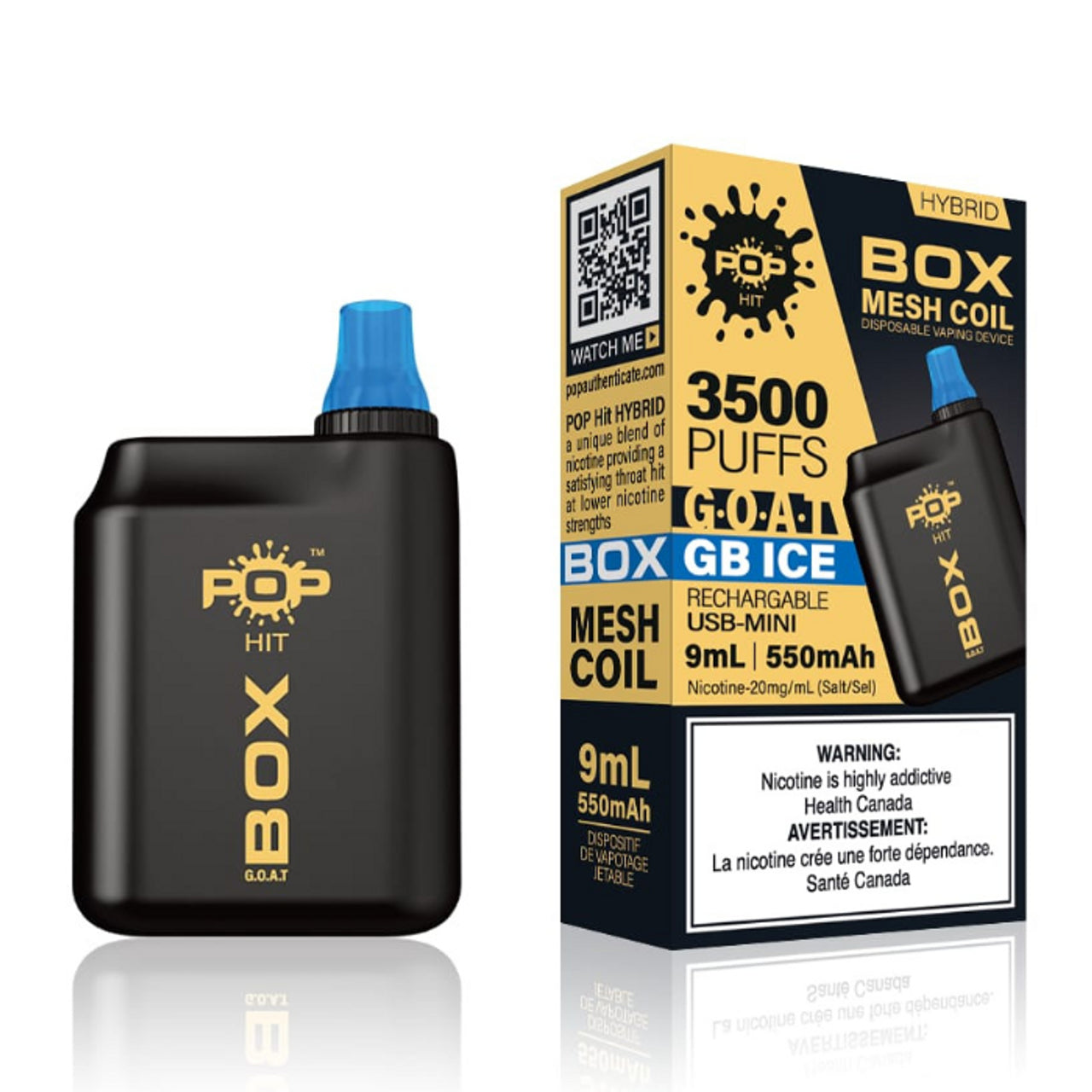 GB Ice Pop Box G.O.A.T. Series 3500 Disposable Alliston Newmarket Woodbridge Vaughan Toronto GTA Ontario Canada