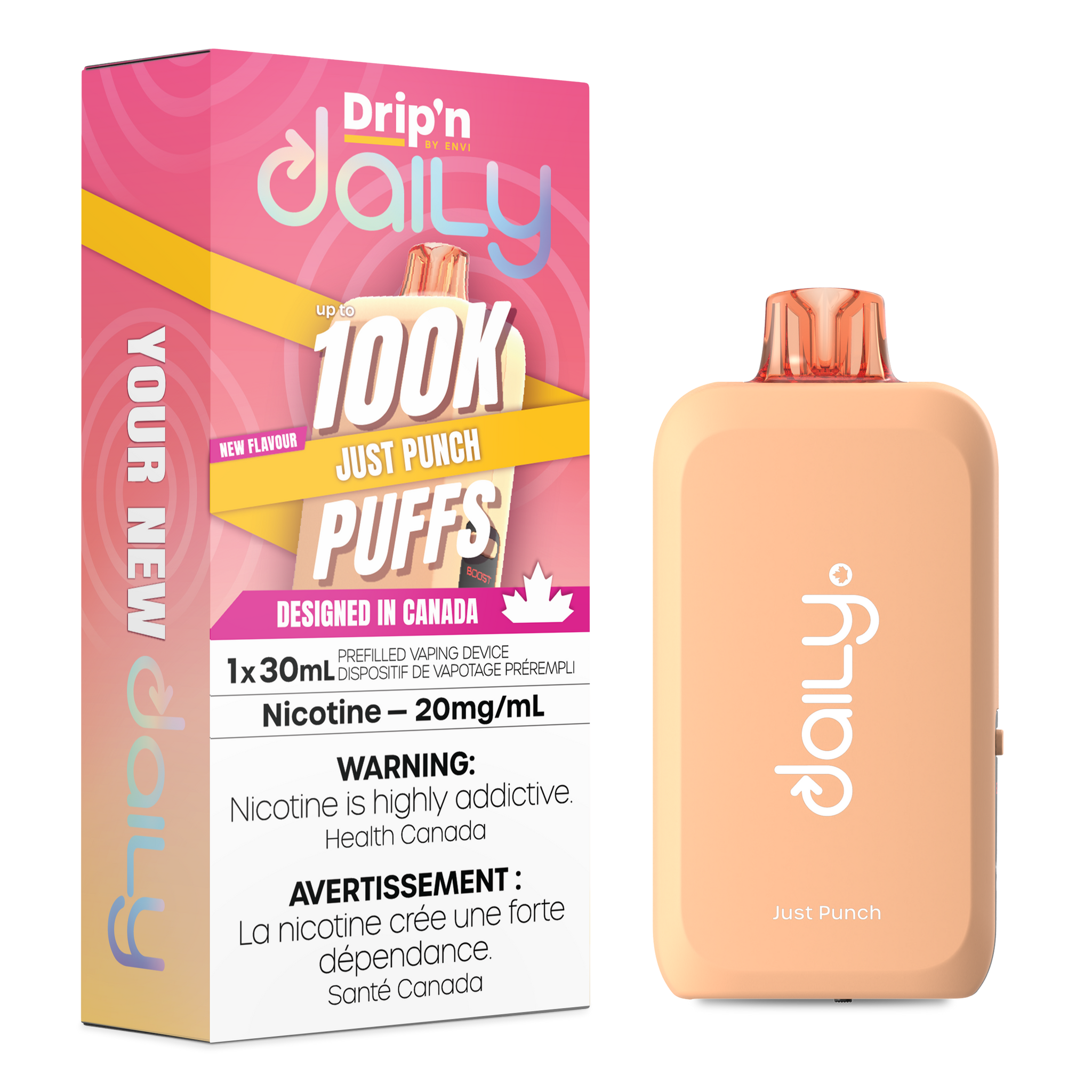 Just Punch Drip'n Daily 100K Disposable Keswick Alliston Newmarket Vaughan Woodbridge Toronto Ontario Canada