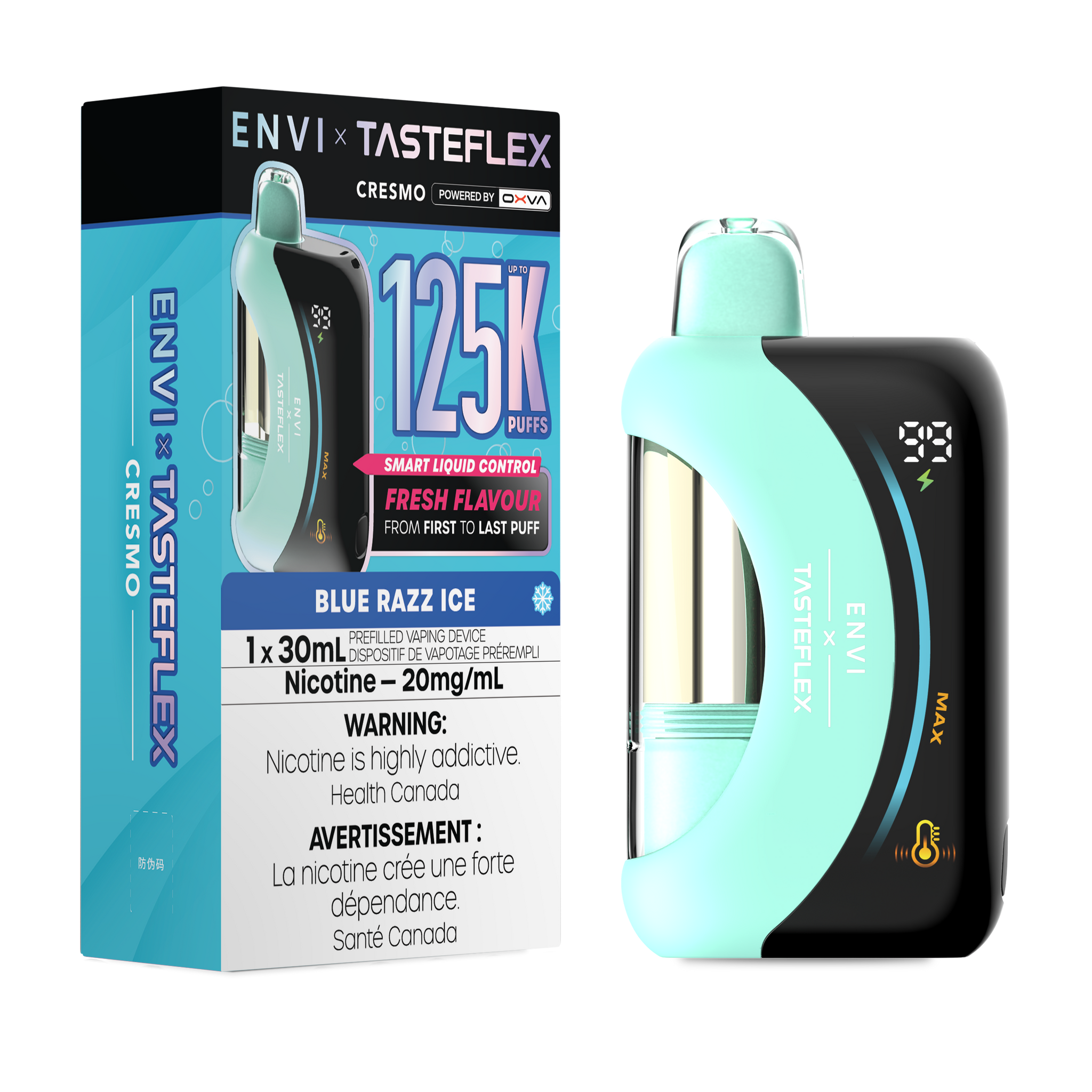 Blue Razz Ice ENVI Tasteflex Cresmo 125K Disposable Keswick Alliston Newmarket Woodbridge Vaughan Toronto GTA Ontario Canada