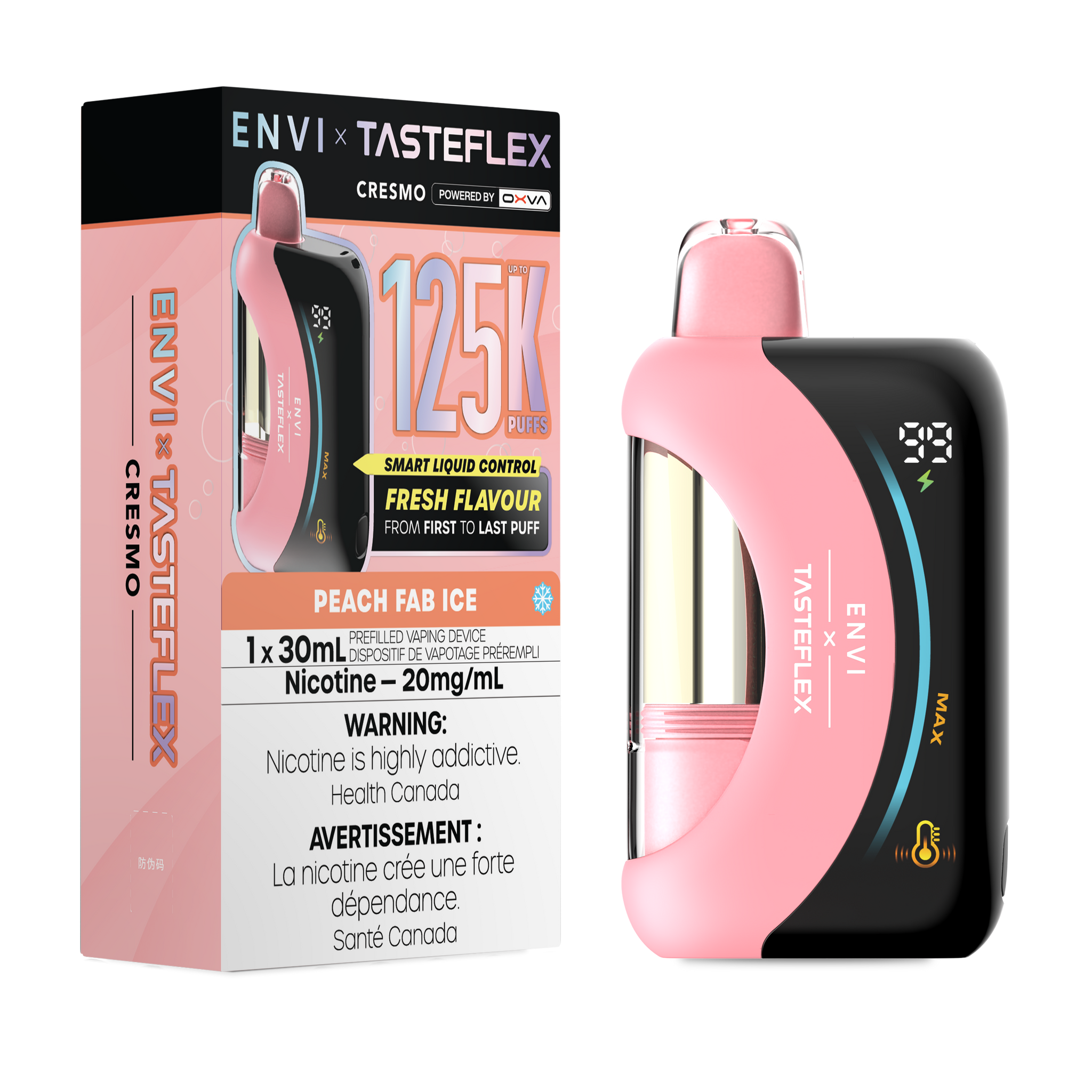 Peach Fab Ice ENVI Tasteflex Cresmo 125K Disposable Keswick Alliston Newmarket Woodbridge Vaughan Toronto GTA Ontario Canada