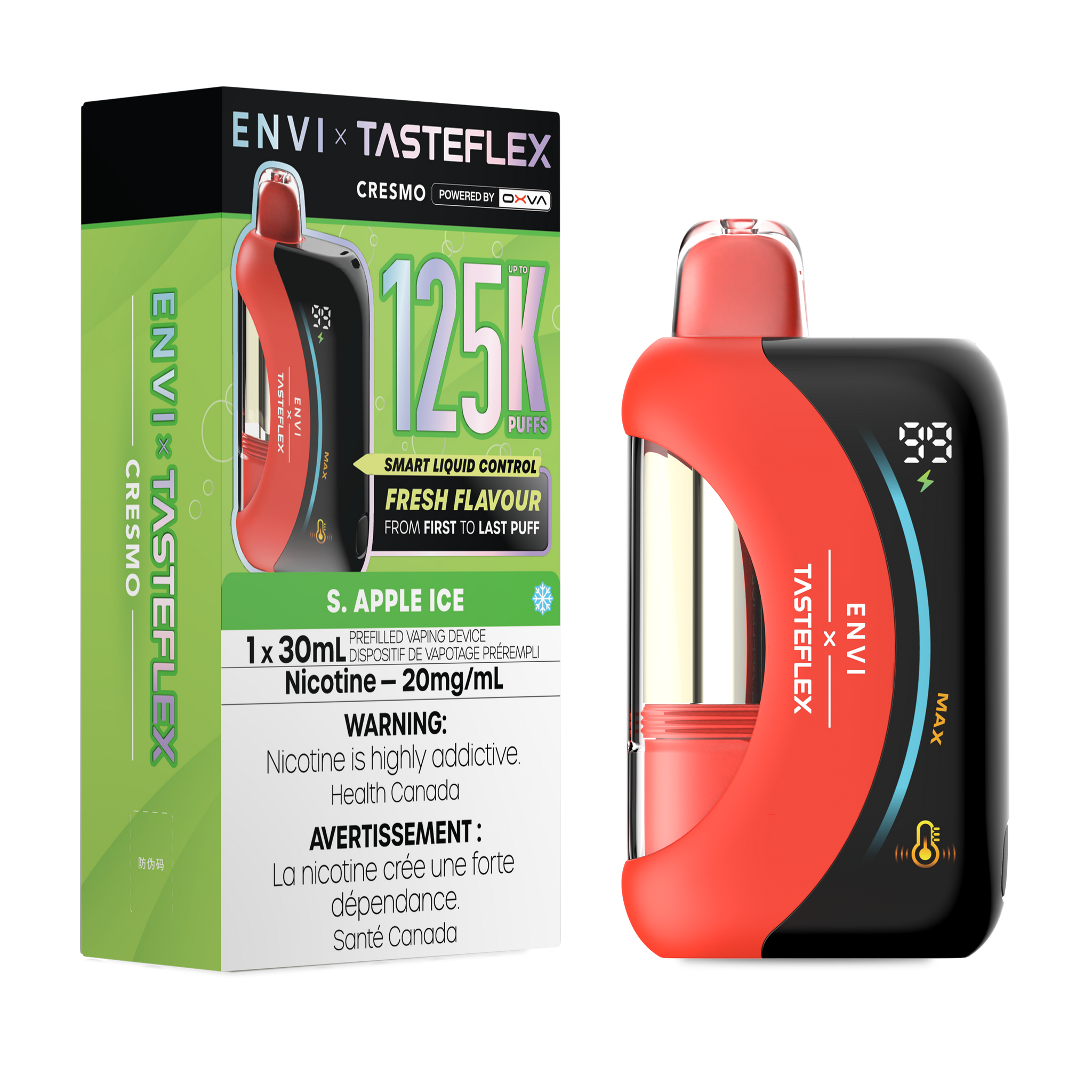 S Apple Ice Ice ENVI Tasteflex Cresmo 125K Disposable Keswick Alliston Newmarket Woodbridge Vaughan Toronto GTA Ontario Canada