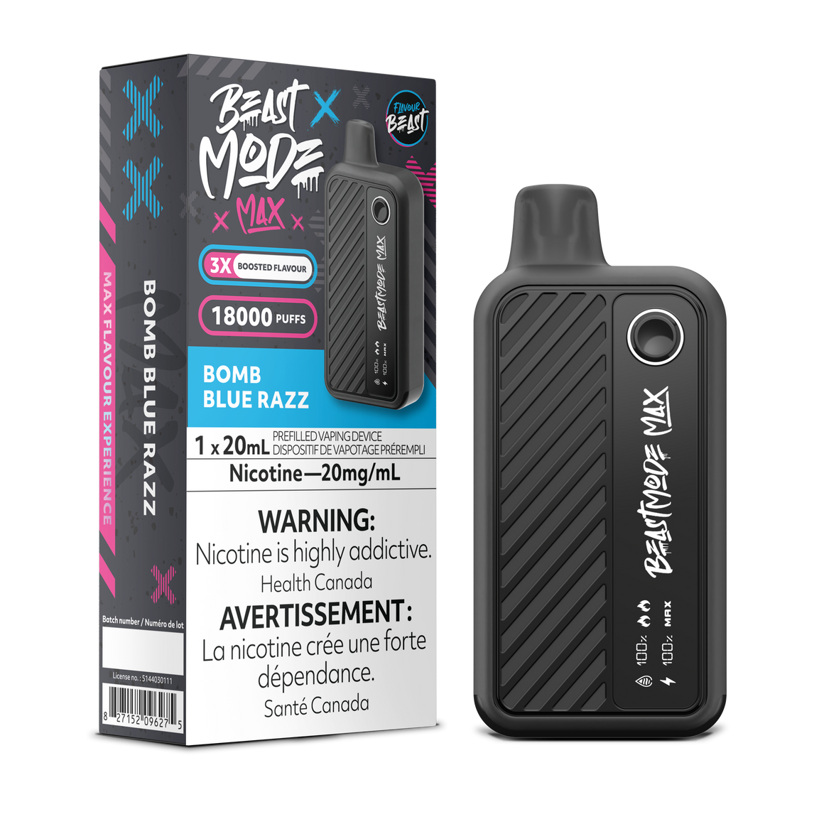 Bomb Blue Razz Flavour Beast Beast Mode MAX 18K Keswick Alliston Newmarket Woodbridge Vaughan Toronto GTA Ontario Canada