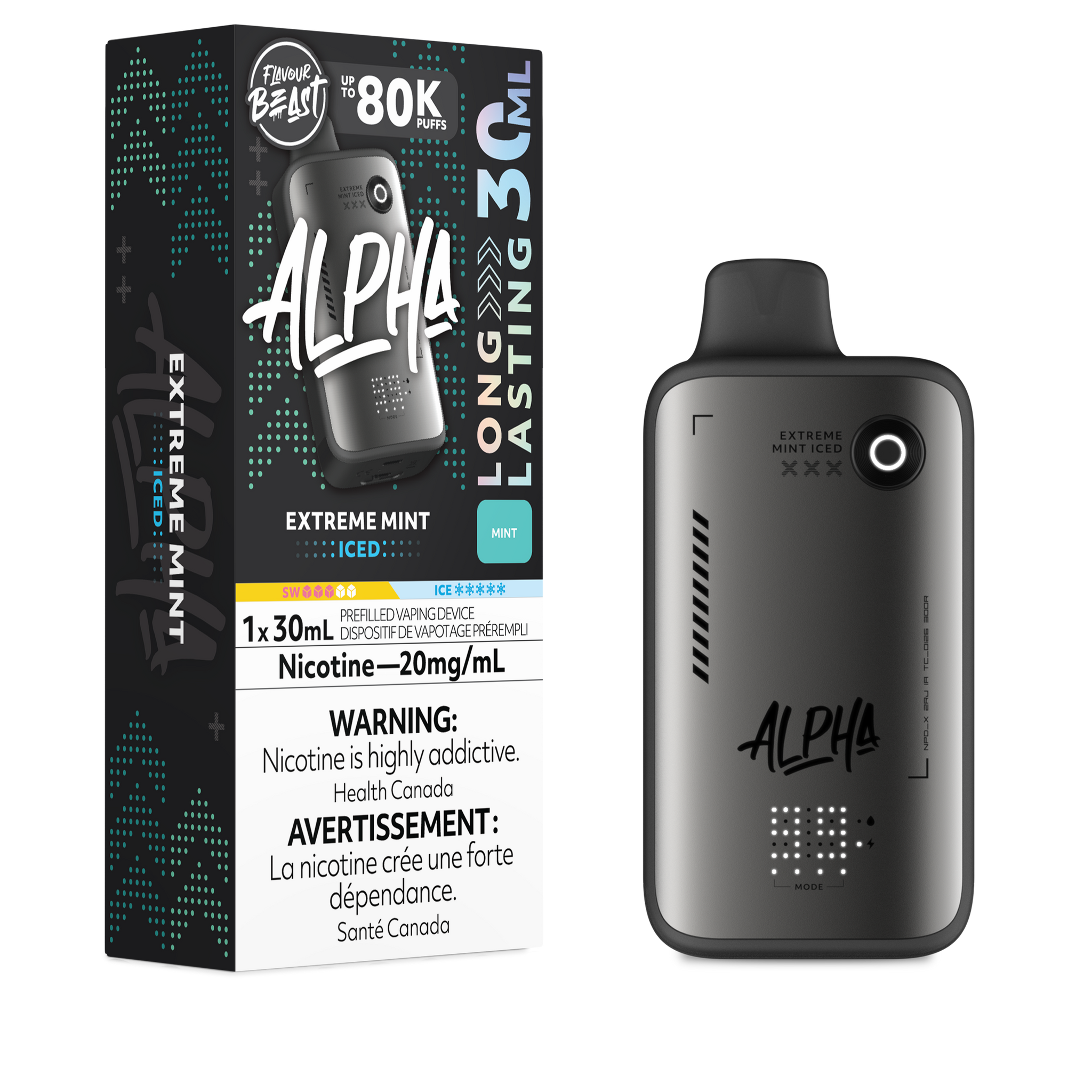 Extreme Mint Flavour Beast ALPHA 80K Disposable Keswick Alliston Newmarket Woodbridge Vaughan Toronto Ontario Canada