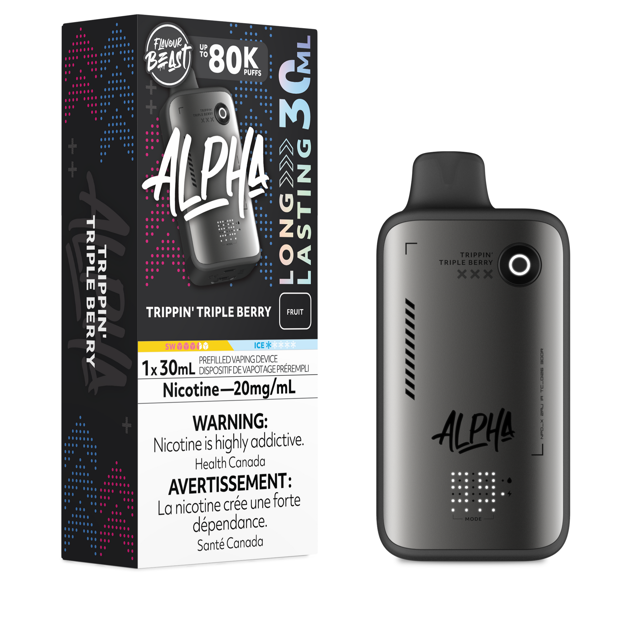 Trippin Triple Berry Flavour Beast ALPHA 80K Disposable Keswick Alliston Newmarket Woodbridge Vaughan Toronto Ontario Canada