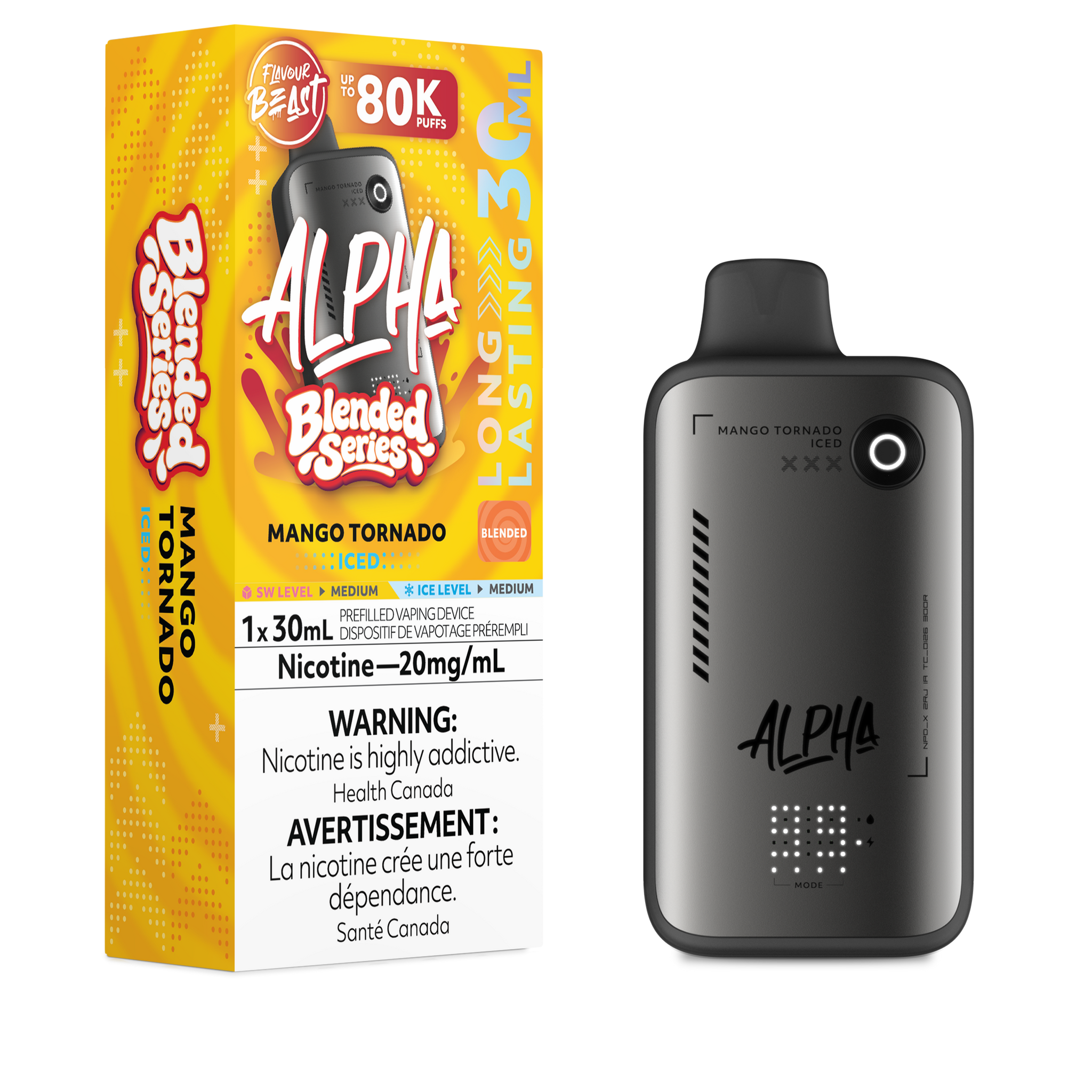 Mango Tornado Iced Flavour Beast ALPHA 80K Disposable Keswick Alliston Newmarket Woodbridge Vaughan Toronto Ontario Canada