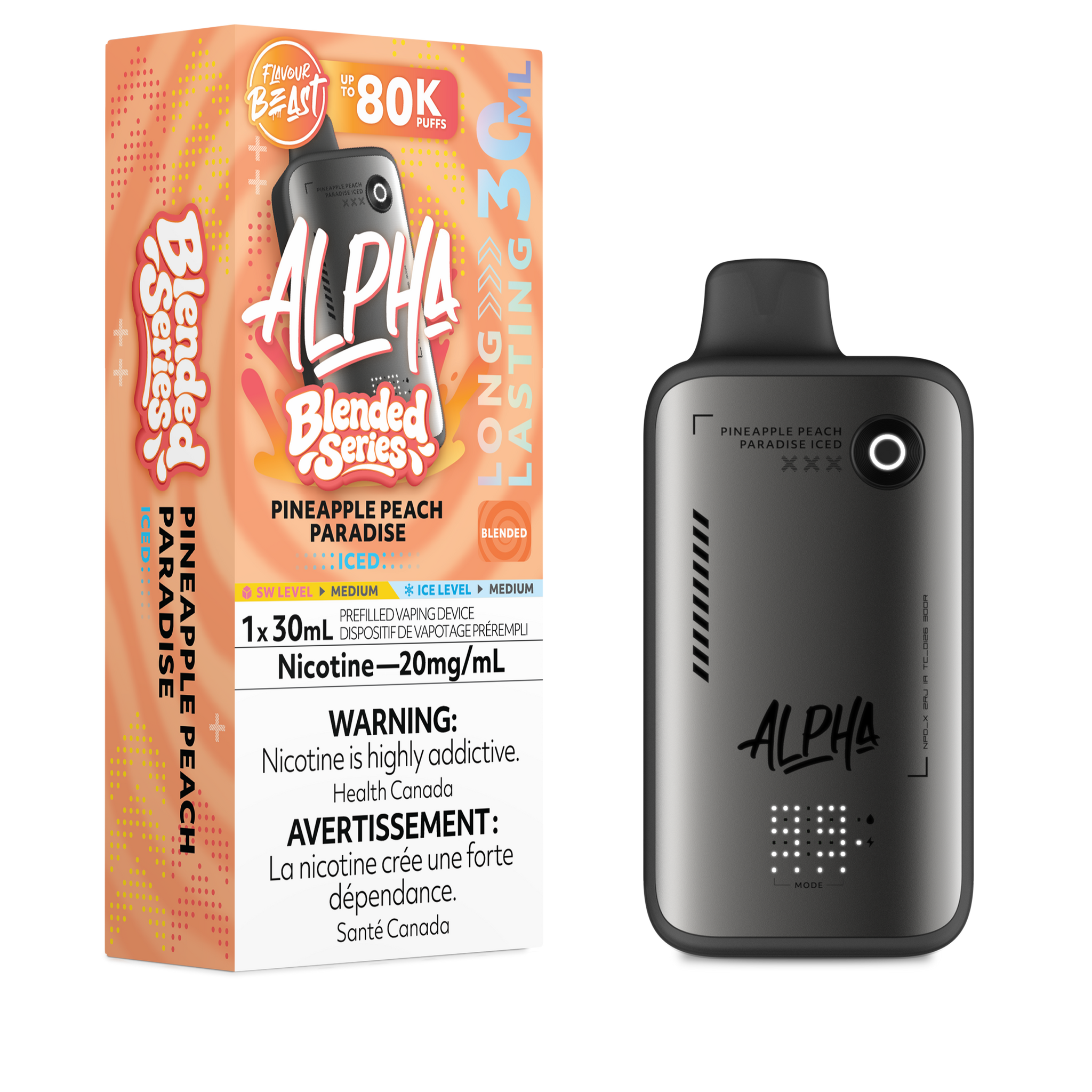 Pineapple Peach Paradise Iced Flavour Beast ALPHA 80K Disposable Keswick Alliston Newmarket Woodbridge Vaughan Toronto Ontario Canada