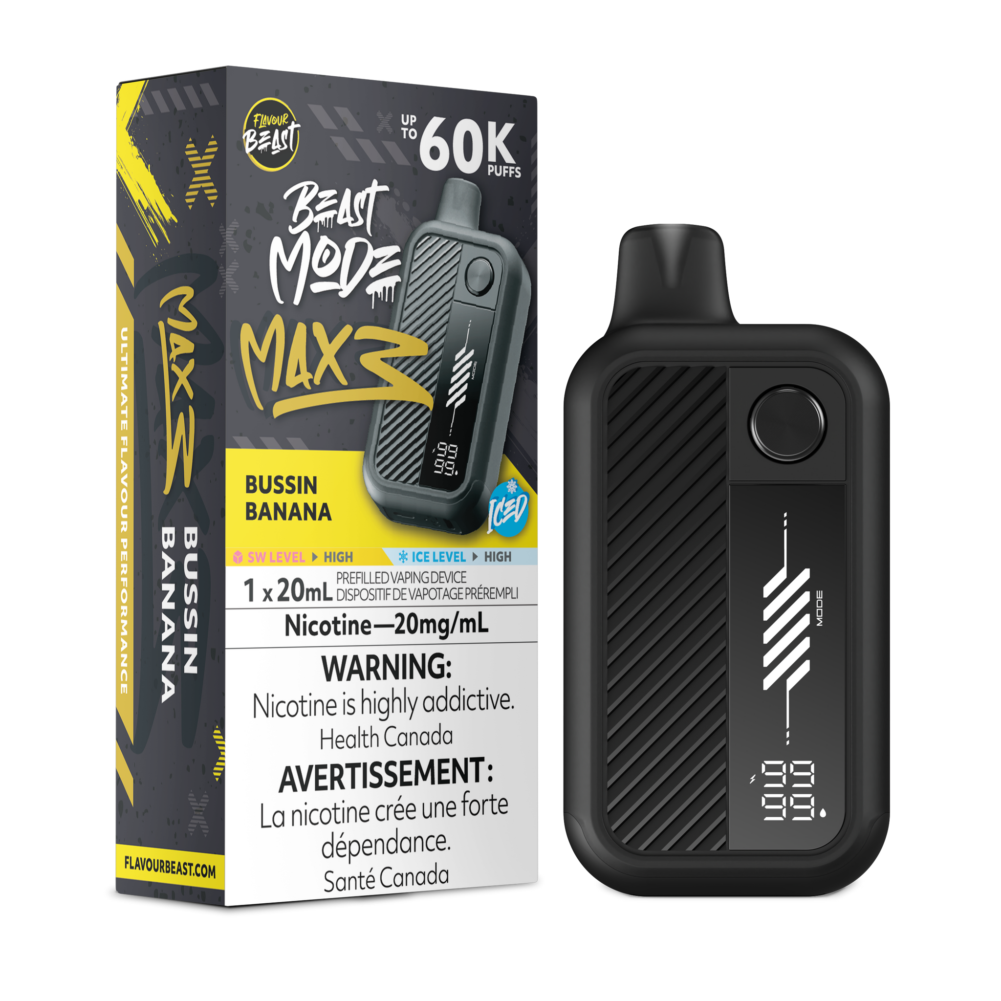 Bussin Banana Flavour Beast Beast Mode MAX 3 60K Keswick Alliston Newmarket Woodbridge Vaughan Toronto GTA Ontario Canada