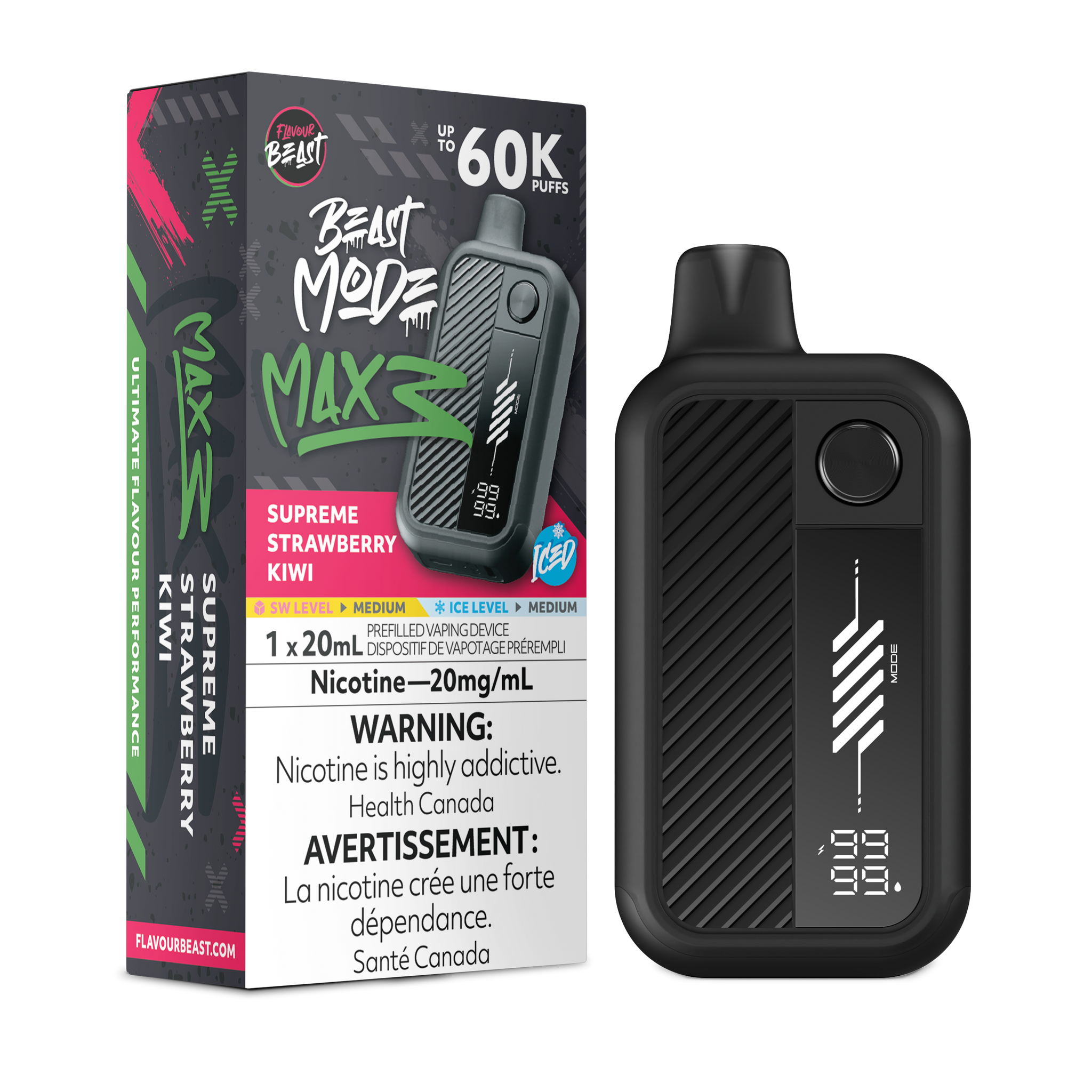 Supreme Strawberry Kiwi Flavour Beast Beast Mode MAX 3 60K Keswick Alliston Newmarket Woodbridge Vaughan Toronto GTA Ontario Canada
