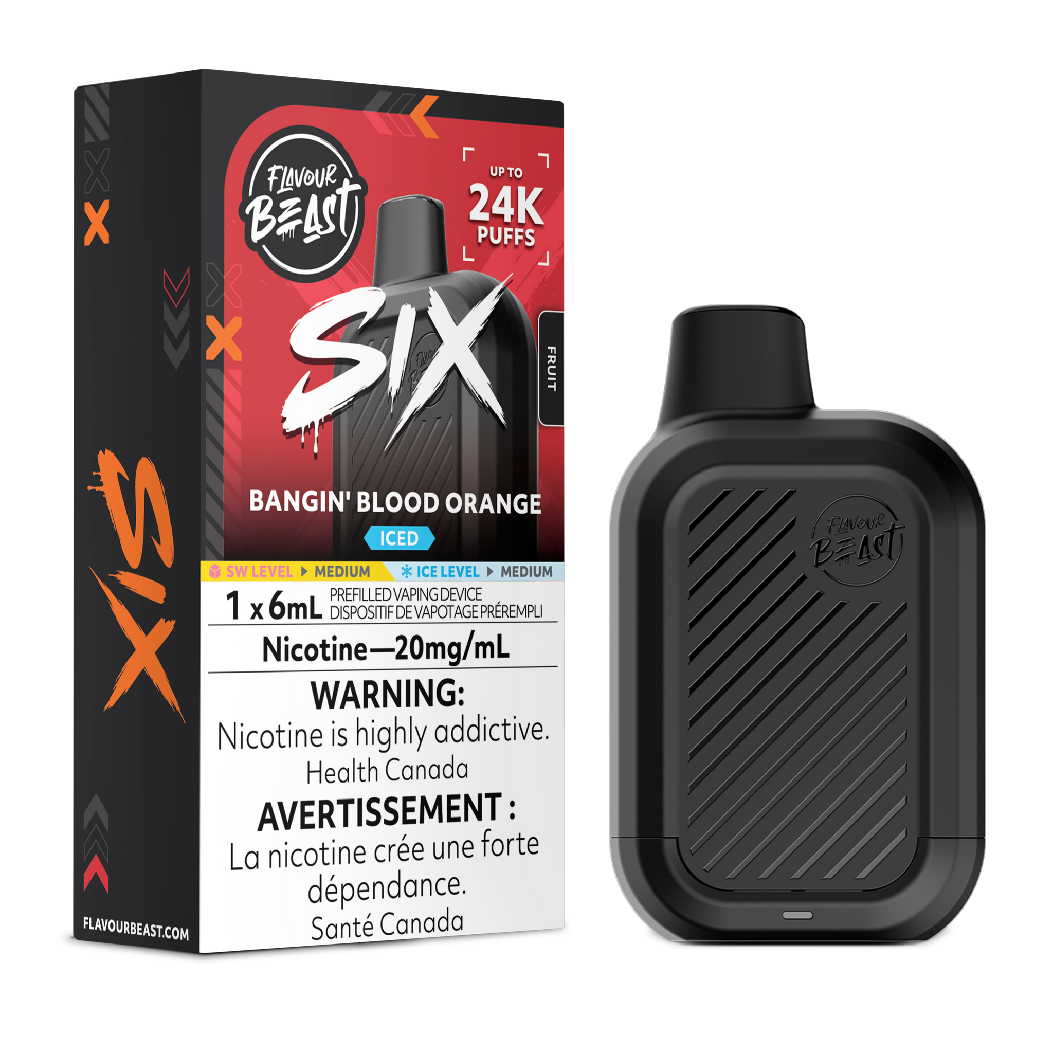 Bangin Blood Orange Flavour Beast SIX Disposable Keswick Alliston Newmarket Woodbridge Vaughan Toronto GTA Ontario Canada