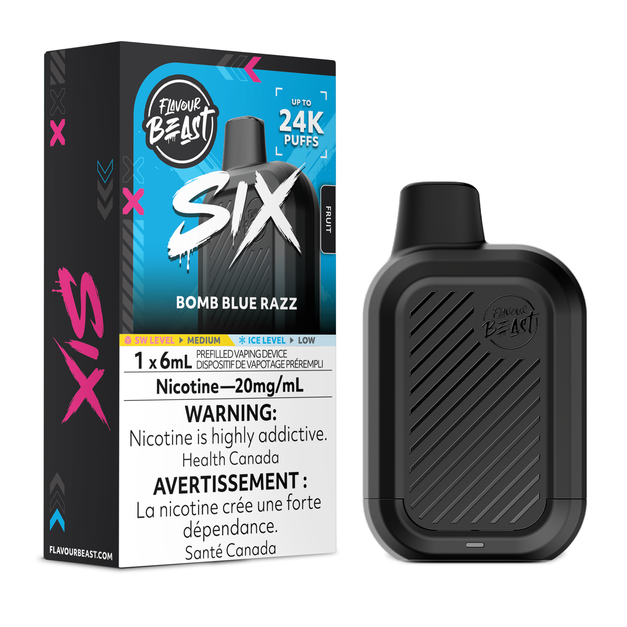 Bomb Blue Razz Flavour Beast SIX Disposable Keswick Alliston Newmarket Woodbridge Vaughan Toronto GTA Ontario Canada