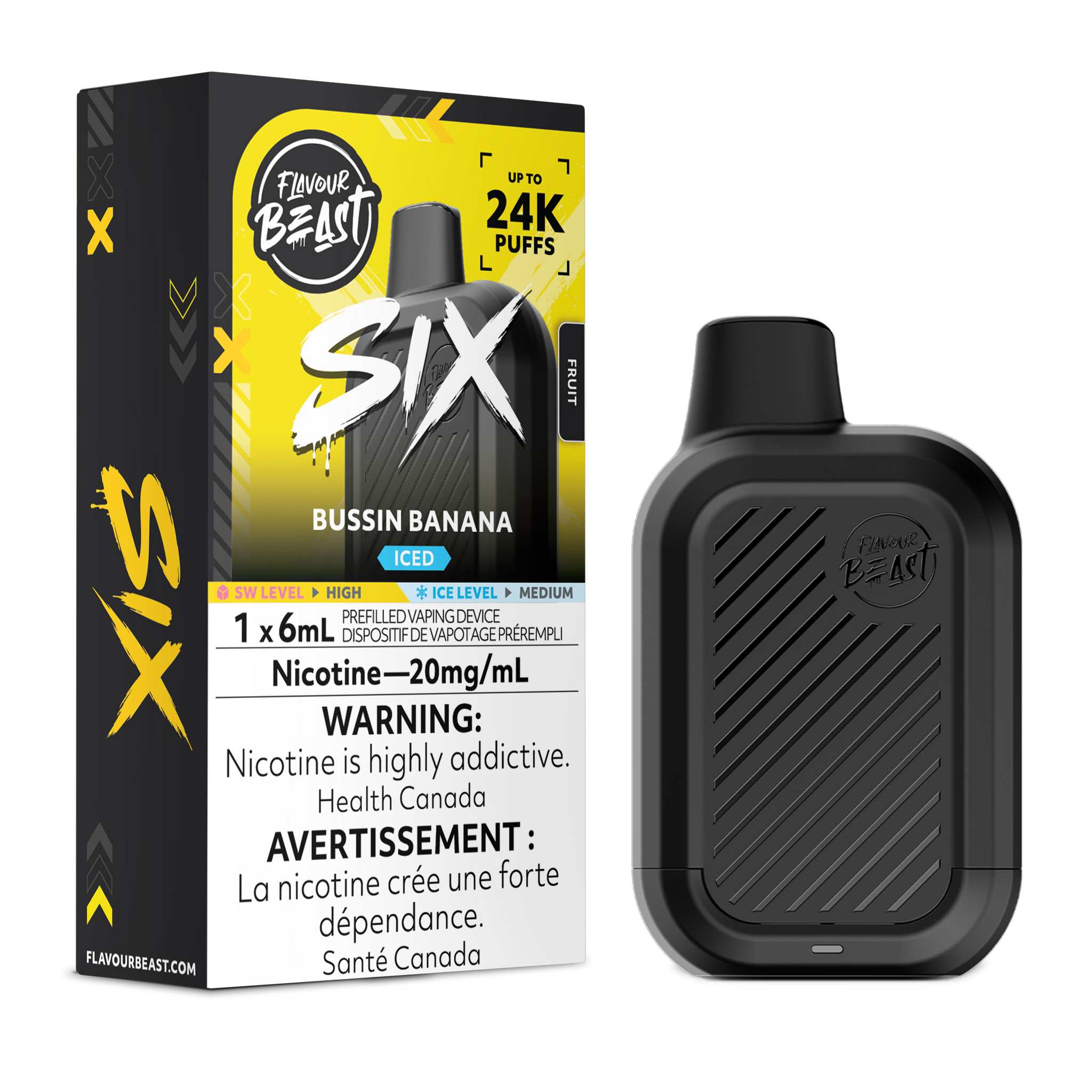 Bussin Banana Flavour Beast SIX Disposable Keswick Alliston Newmarket Woodbridge Vaughan Toronto GTA Ontario Canada