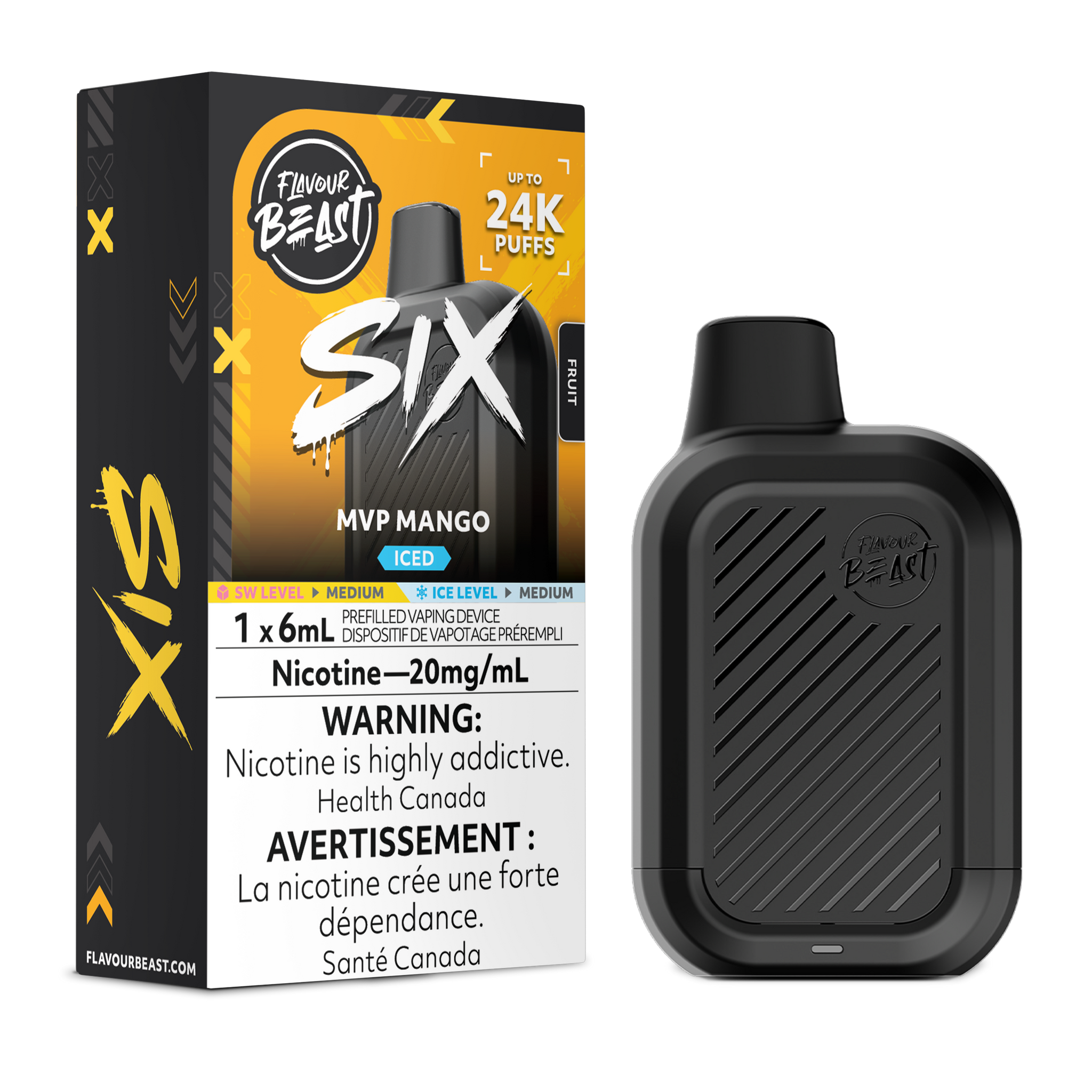 MVP Mango Flavour Beast SIX Disposable Keswick Alliston Newmarket Woodbridge Vaughan Toronto GTA Ontario Canada