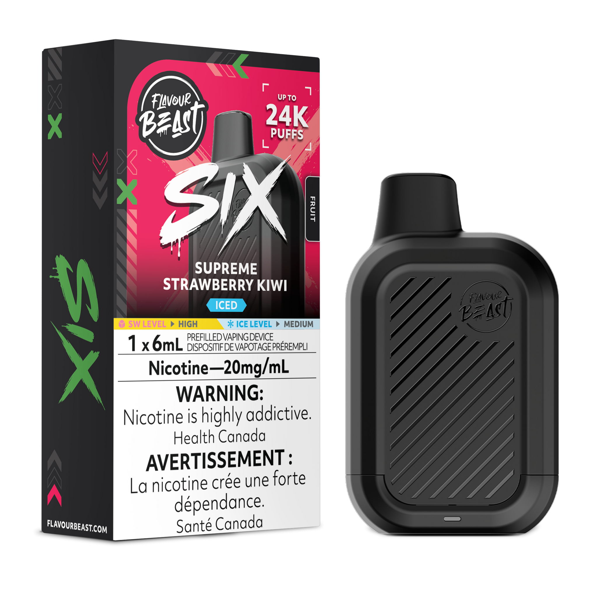 Supreme Strawberry Kiwi Flavour Beast SIX Disposable Keswick Alliston Newmarket Woodbridge Vaughan Toronto GTA Ontario Canada