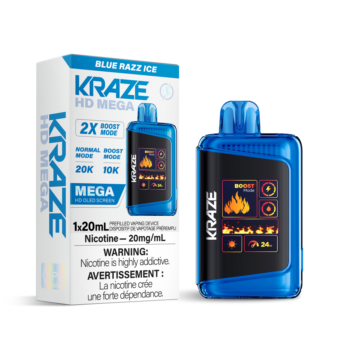 Blue Razz Ice KRAZE HD MEGA 20K Disposable Keswick Alliston Newmarket Woodbridge Vaughan Toronto GTA Ontario Canada