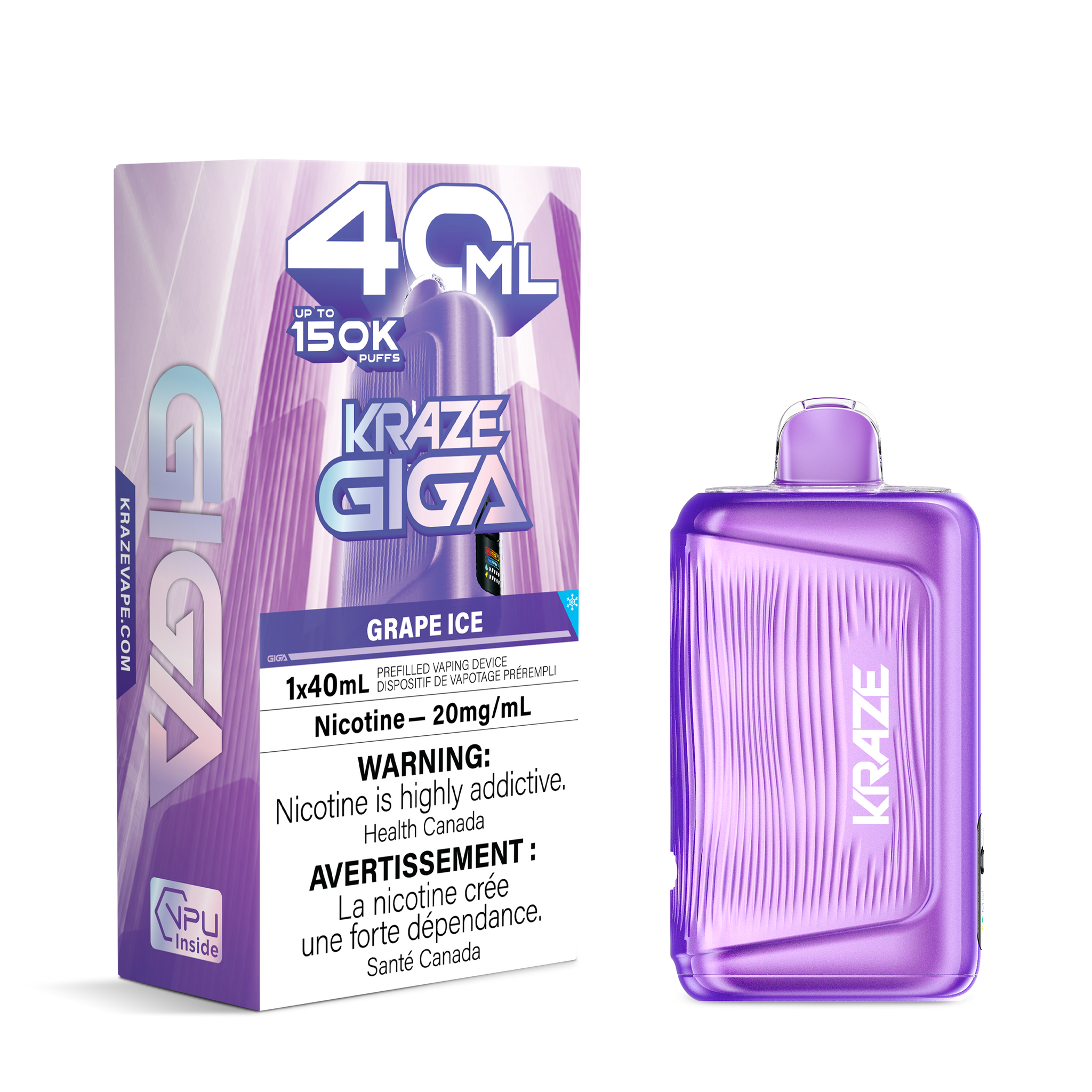Grape Ice Kraze GIGA 150K Disposable Keswick Alliston Newmarket Woodbridge Vaughan Toronto GTA Ontario Canada