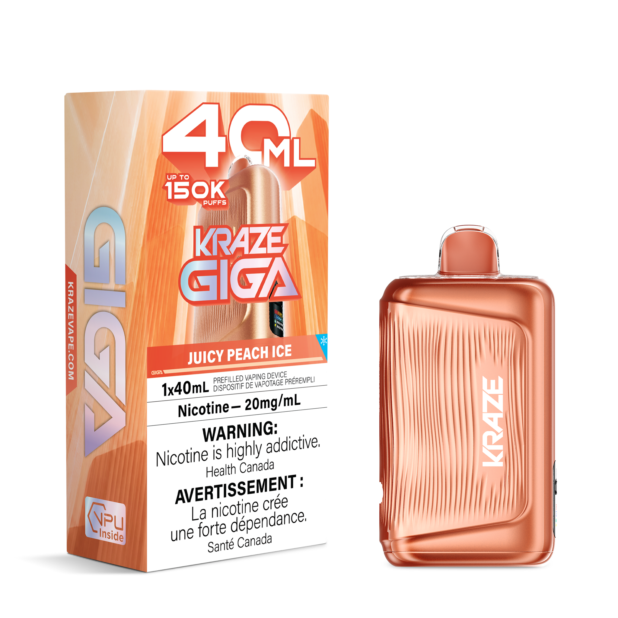 Juicy Peach Ice Kraze GIGA 150K Disposable Keswick Alliston Newmarket Woodbridge Vaughan Toronto GTA Ontario Canada