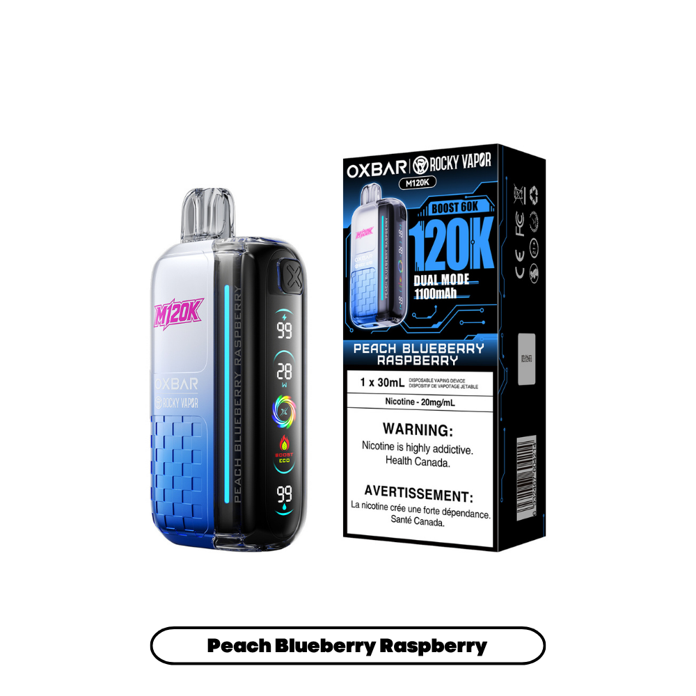 Peach Blueberry Raspberry OXBAR M120K Keswick Alliston Newmarket Woodbridge Vaughan GTA Toronto Ontario Canada