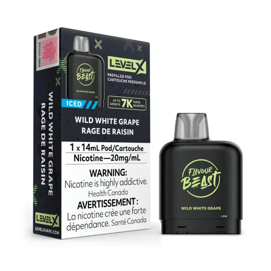 Wild White Grape Iced LEVEL X Flavour Beast Pod Keswick Alliston Newmarket Woodbridge Vaughan Toronto GTA Ontario Canada