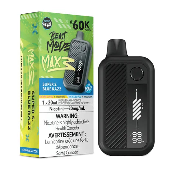 Super S Blue Razz Iced Flavour Beast Beast Mode MAX 3 60K Keswick Alliston Newmarket Woodbridge Vaughan Toronto GTA Ontario Canada