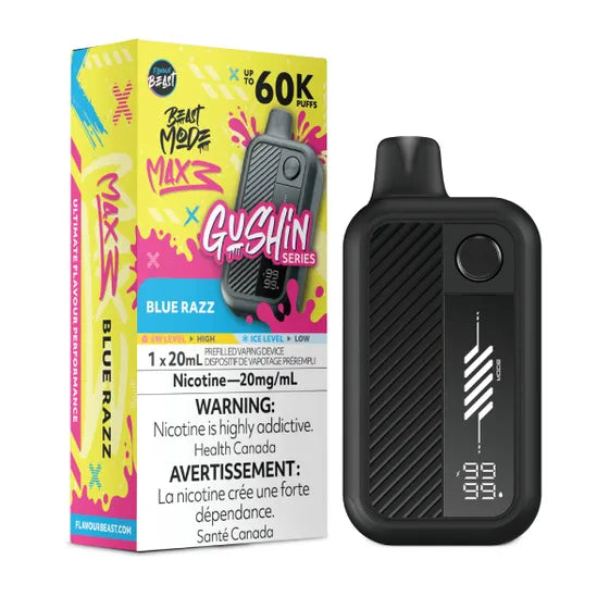 Gushin Blue Razz Flavour Beast Beast Mode MAX 3 60K Keswick Alliston Newmarket Woodbridge Vaughan Toronto GTA Ontario Canada