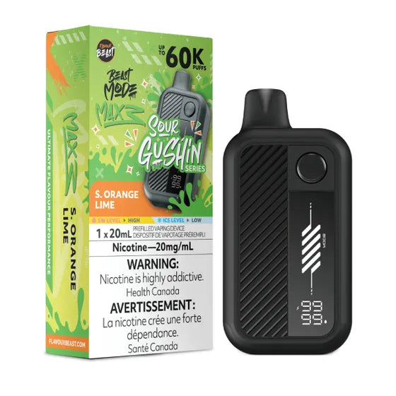 Sour Gushin Orange Lime Flavour Beast Beast Mode MAX 3 60K Keswick Alliston Newmarket Woodbridge Vaughan Toronto GTA Ontario Canada