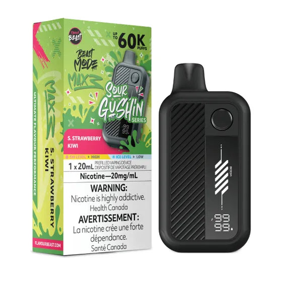 Sour Gushin Strawberry Kiwi Flavour Beast Beast Mode MAX 3 60K Keswick Alliston Newmarket Woodbridge Vaughan Toronto GTA Ontario Canada