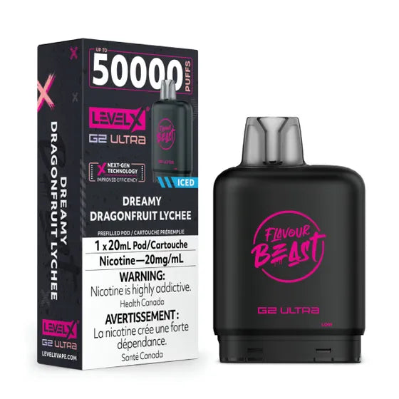 Dreamy Dragonfruit Lychee Ice LEVEL X G2 Ultra 50K Pod Keswick Alliston Newmarket Woodbridge Vaughan Toronto GTA Ontario Canada