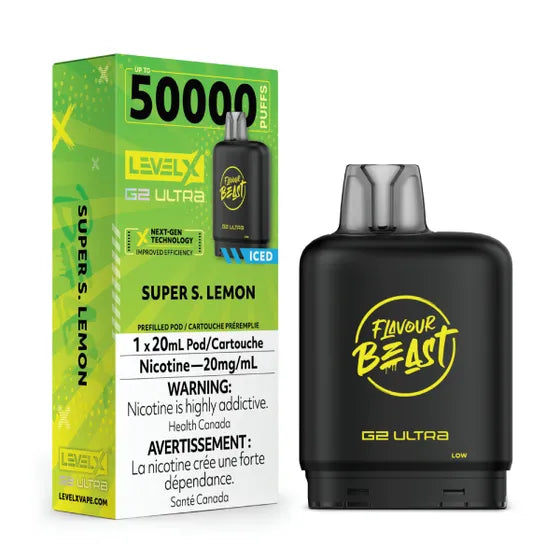 Super Sour Lemon LEVEL X G2 Ultra 50K Pod Keswick Alliston Newmarket Woodbridge Vaughan Toronto GTA Ontario Canada