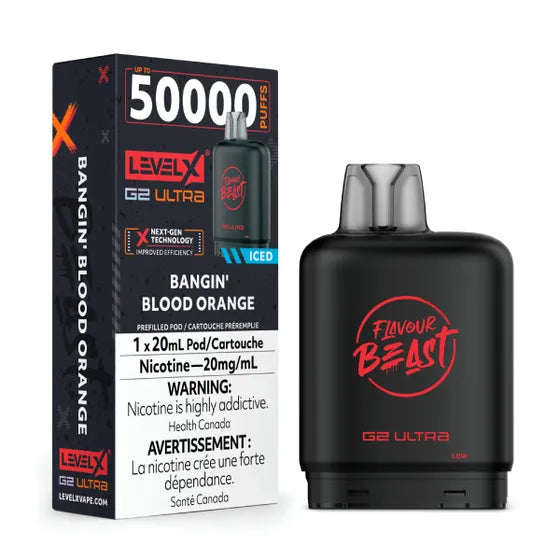 Bangin Blood Orange LEVEL X G2 Ultra 50K Pod Keswick Alliston Newmarket Woodbridge Vaughan Toronto GTA Ontario Canada