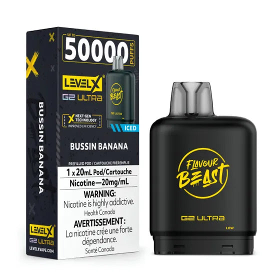 Bussin Banana LEVEL X G2 Ultra 50K Pod Keswick Alliston Newmarket Woodbridge Vaughan Toronto GTA Ontario Canada