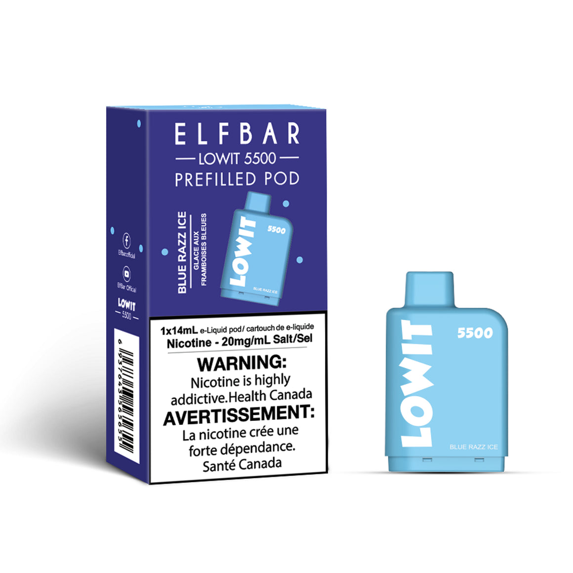 Blue Raspberry Ice ELF Bar LOWIT 5500 Pod System Alliston Newmarket Woodbridge Vaughan GTA Toronto Ontario Canada