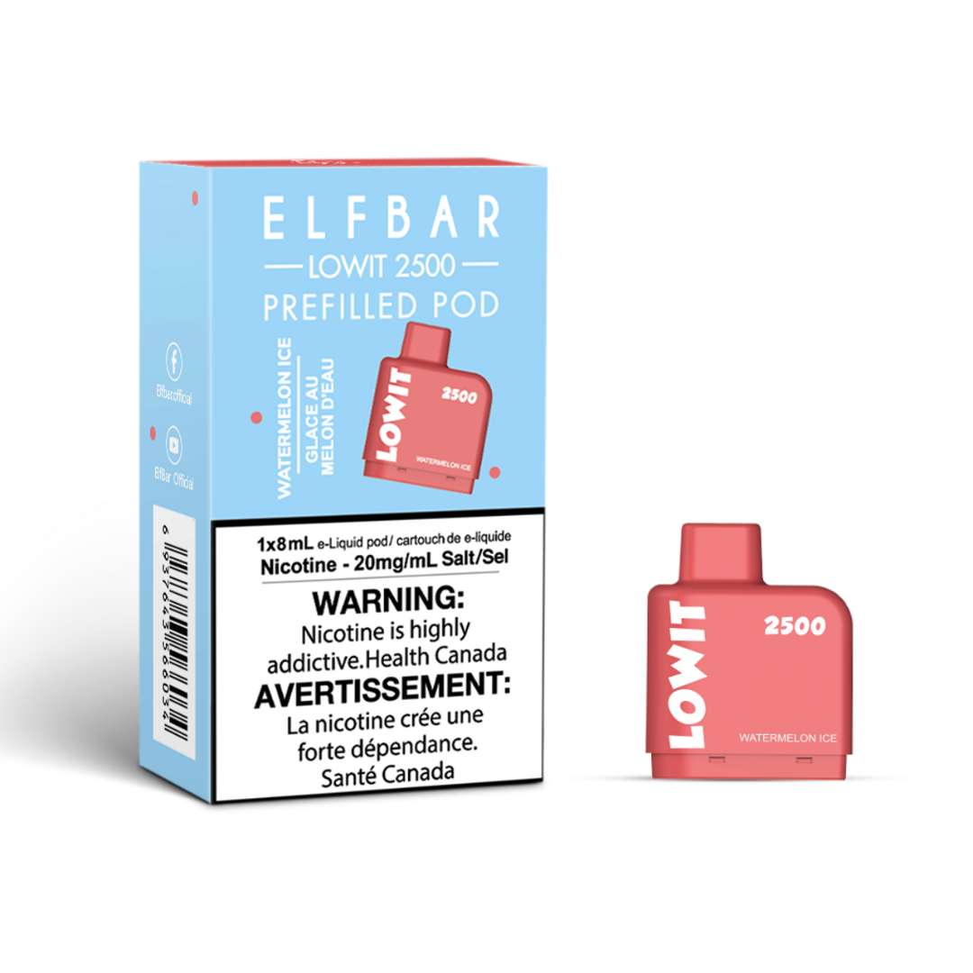 Watermelon Ice ELF Bar LOWIT 2500 Pod System Alliston Newmarket Woodbridge Vaughan GTA Toronto Ontario Canada